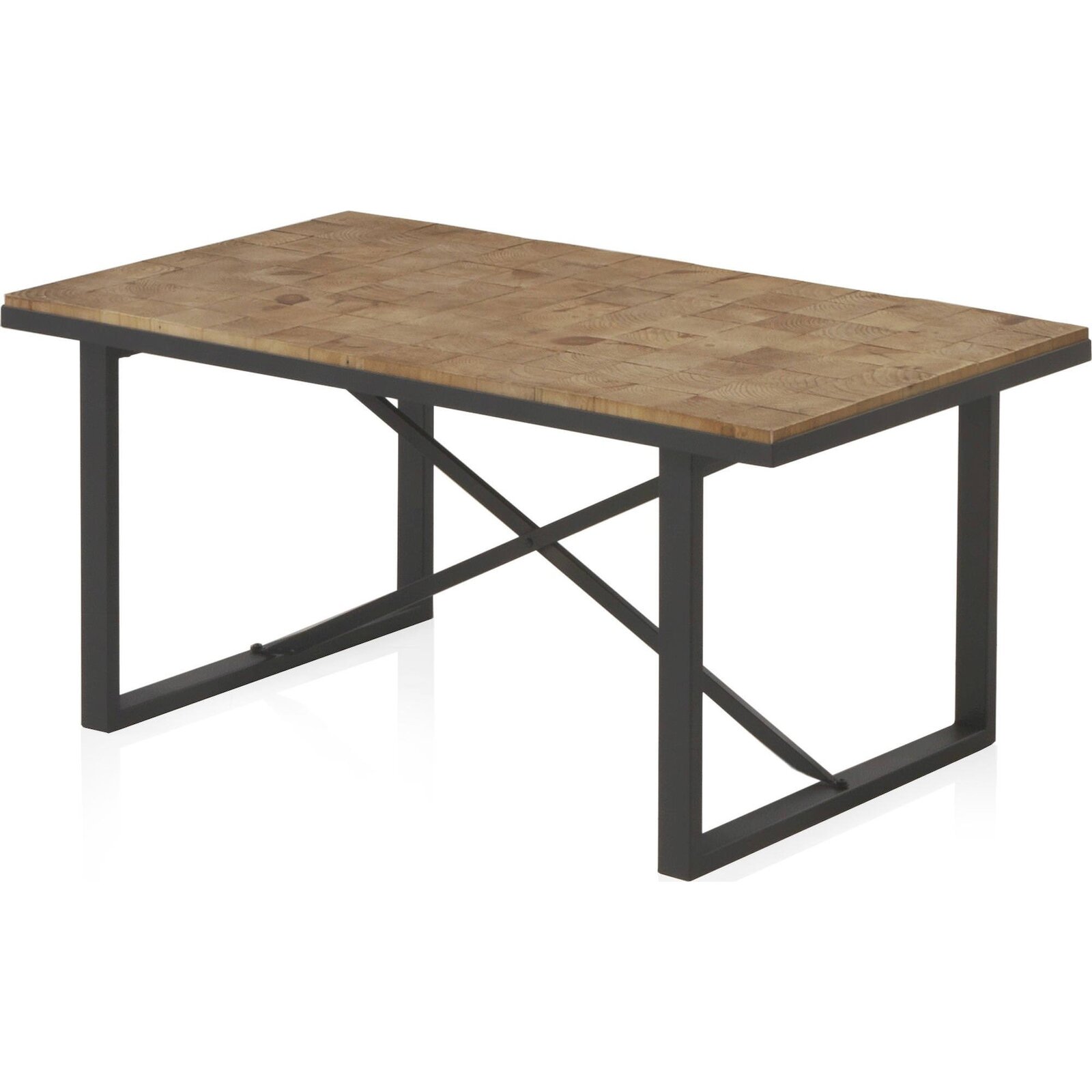 Table Basse Bois Naturel Et Métal Style Contemporain - Bois Naturel Et Métal Noir