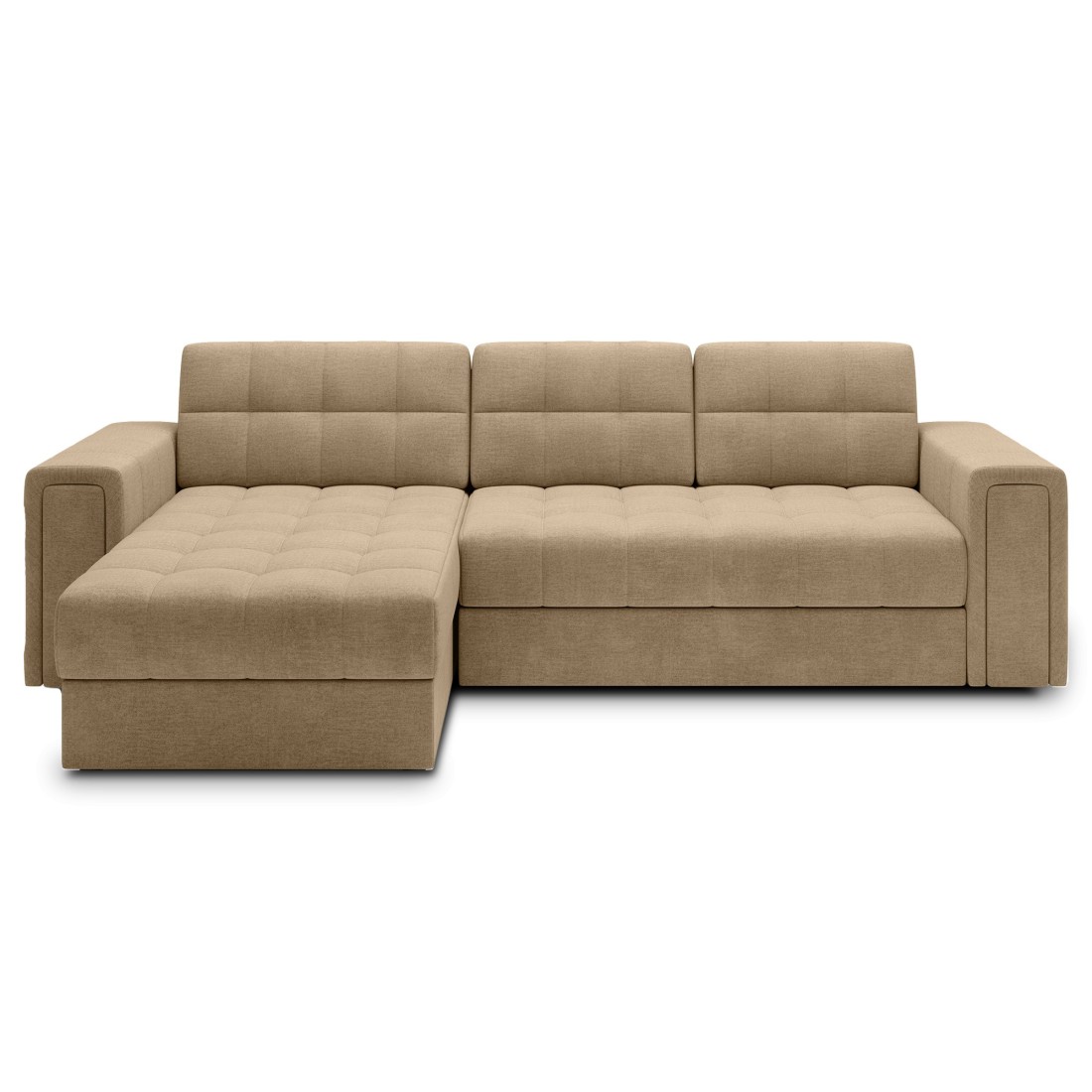 Canapé D'Angle Convertible Kapitara Beige Réversible Avec Coffre De Rangement