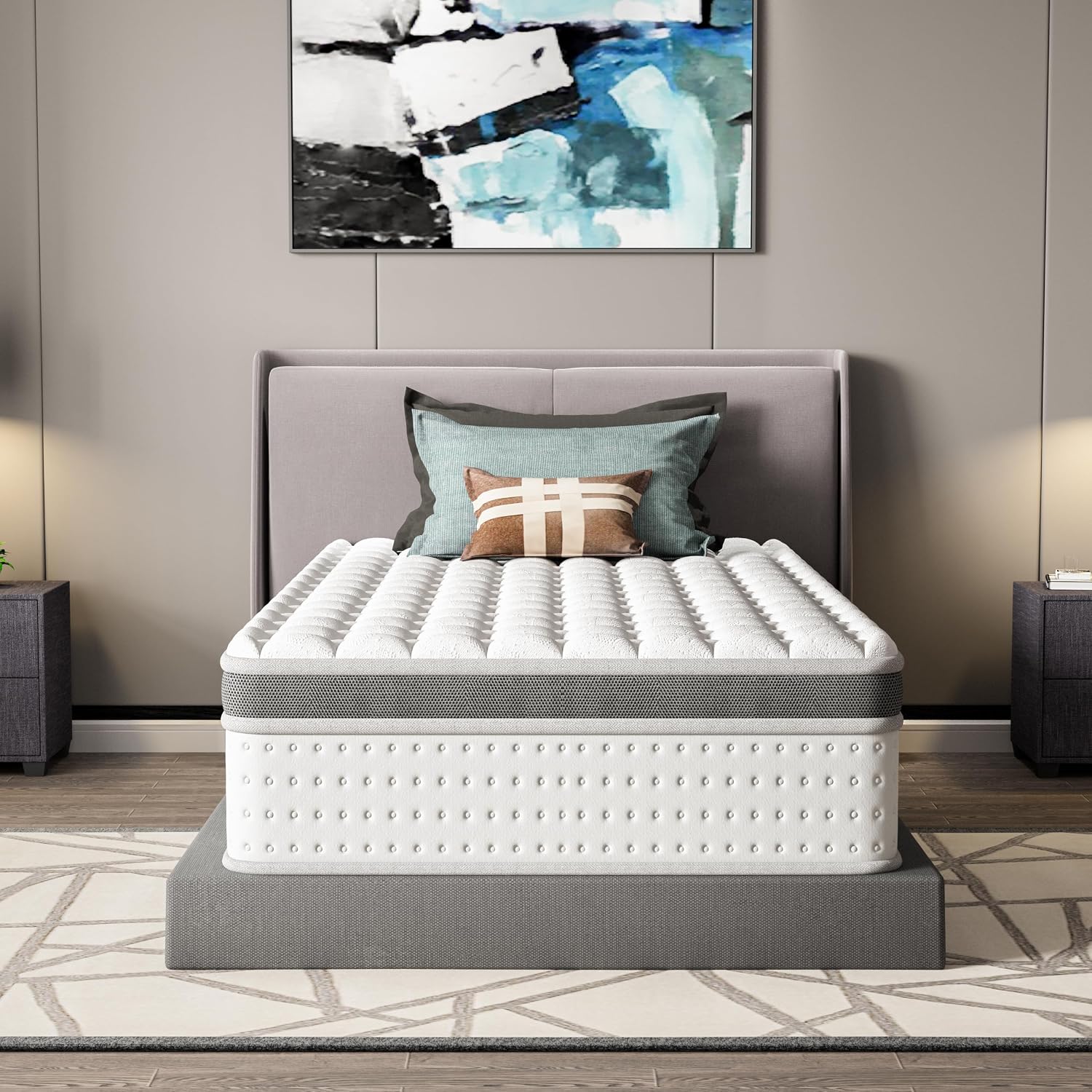 Dewinner Matelas Hybride 90x190cm, Epaisseur 30 Cm, Avec Ressorts Ensachés Et Mousse À Mémoire De Forme, 7 Zones De Confort, Dureté Moyenne, Certifié Oeko-tex