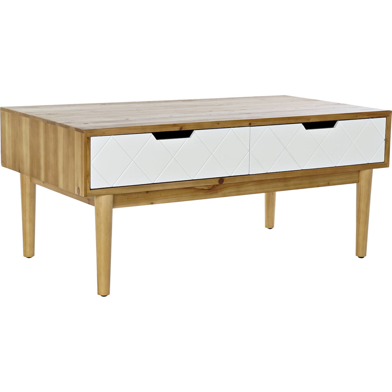 Table Basse En Épicéa Marron Blanc Élégante Et Moderne - Épicéa Marron Avec Finitions Blanches