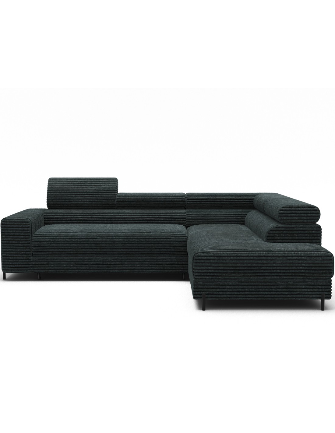 Canapé D'Angle Colesia Convertible 5 Places Vert Foncé Velours Côtelé - Droit - 274x200cm