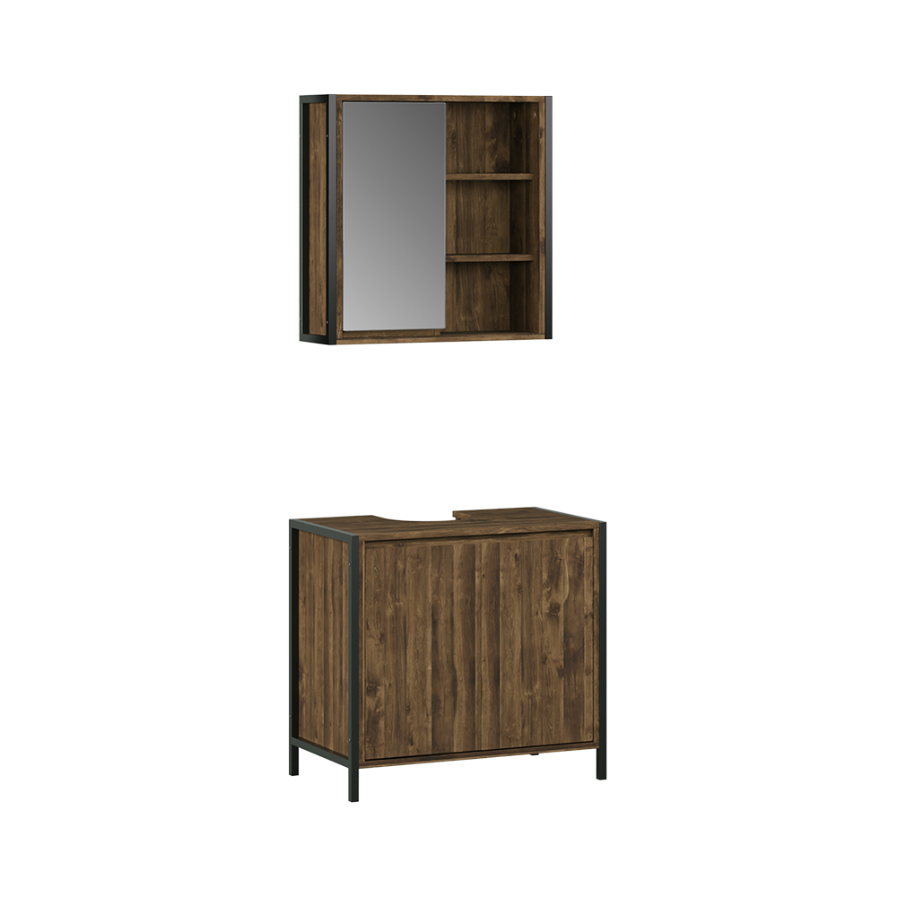 Meubles Bain Naola, Chêne/noir, 2 Pièces, Vicco