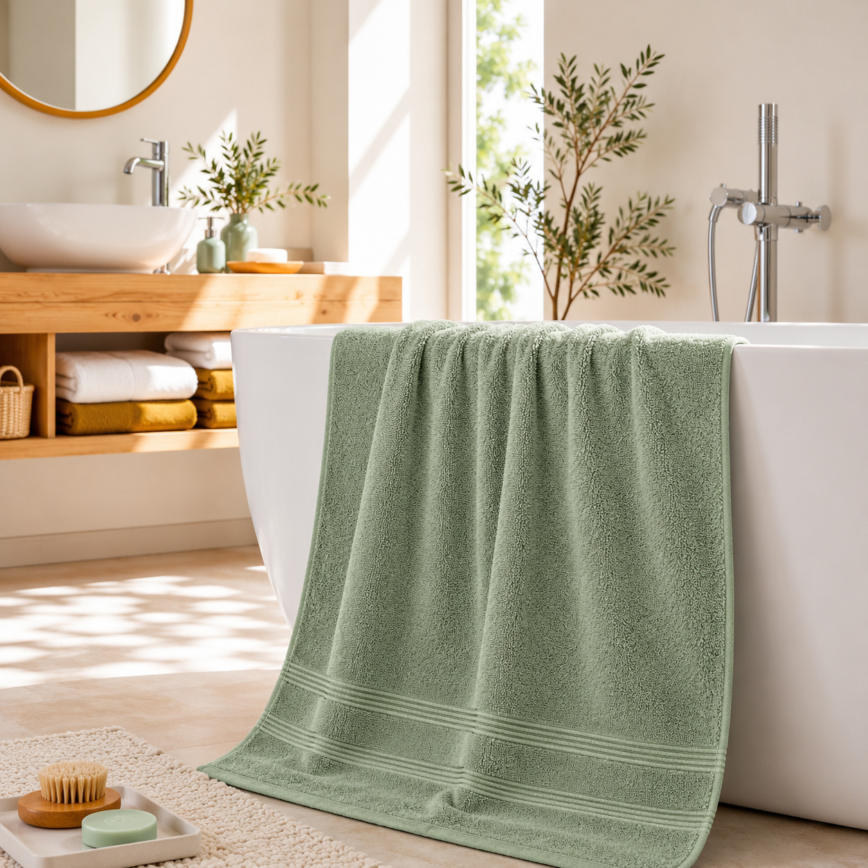 Drap De Douche Spa 70 X 140 Cm 100% Coton 400 Gr/m² - Romarin