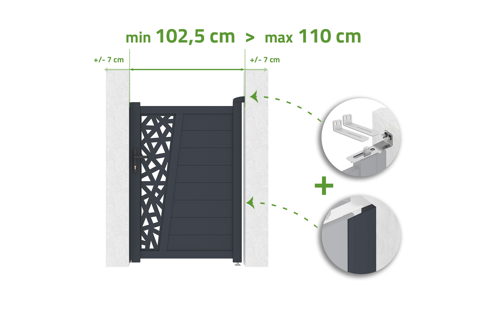 Portillon Ajustable En Largeur 1m Cervina Ruivo H.140cm Aluminium Gris