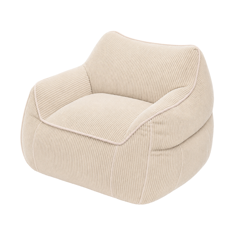 Pouf Fauteuil Velours Côtelé - 100x110 Cm Beige Bananair