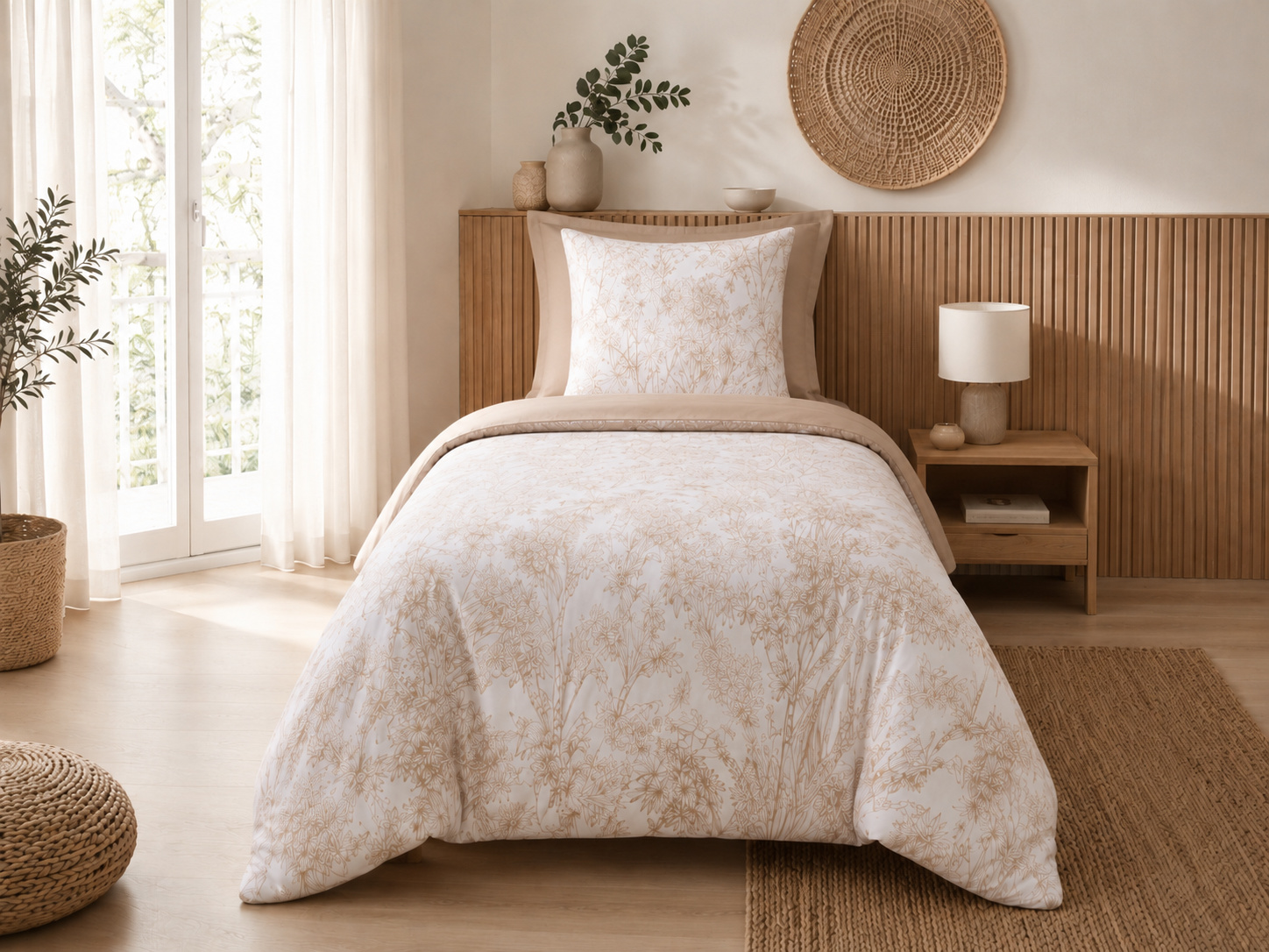 Housse De Couette 140 X 200 Cm Coton 57 Fils Imprimé Végétal Java