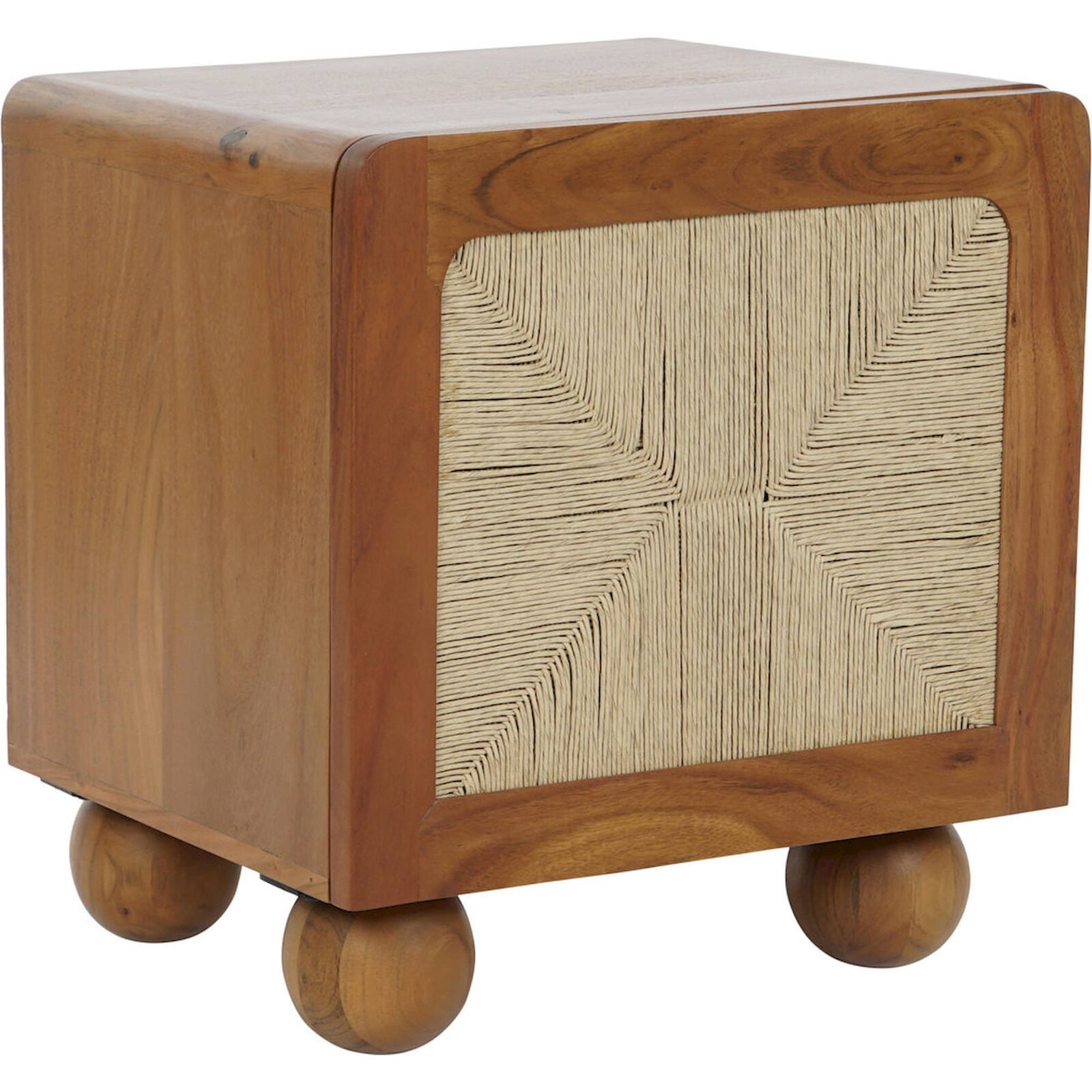 Table De Chevet En Rotin Et Bois D'Acacia Élégant - Acacia Teinté Miel Avec Rotin Tressé