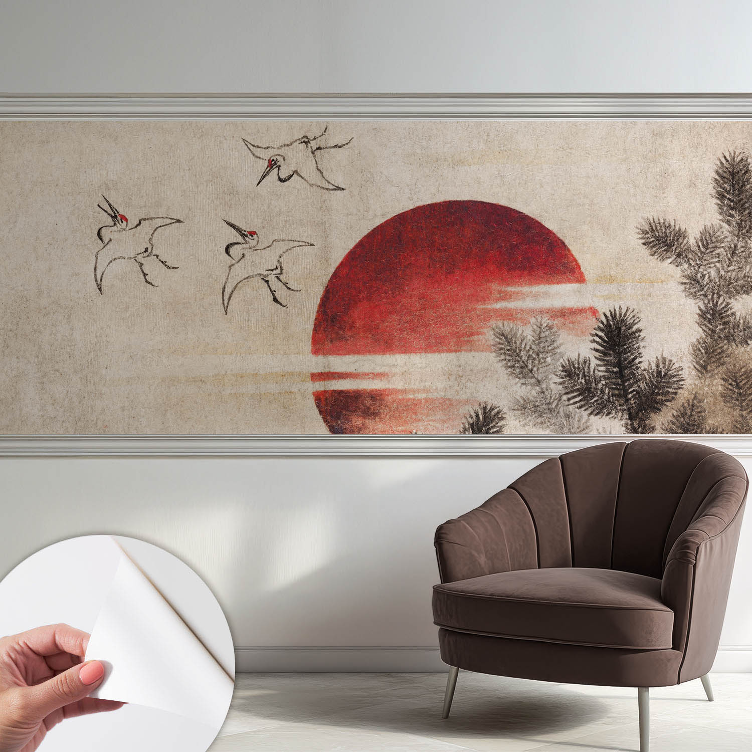 Tapete Adhésive Moderne Pour Salon Et Chambre À Coucher Décoration Rapide Avec Colle Lever De Soleil Dans La Forêt 250x104 Cm