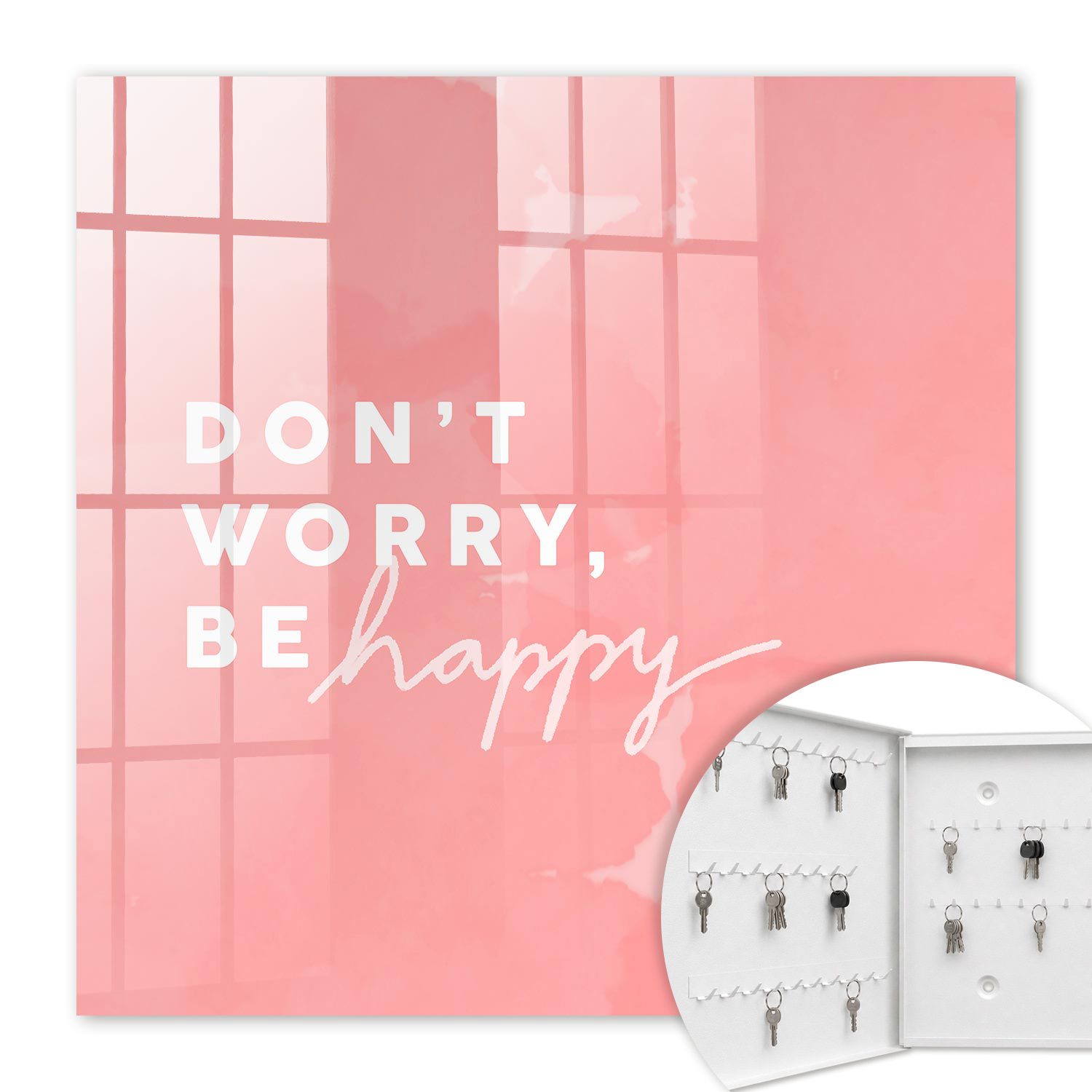 Armoire À Clés - (30 Cm X 30 Cm) - Boîte À Clés Murale - Coffret De Rangement Pour Clés - Couleur Blanche - Ouverture Vers La Gauche - Pour Maison Et Bureau - Inspiration Positive
