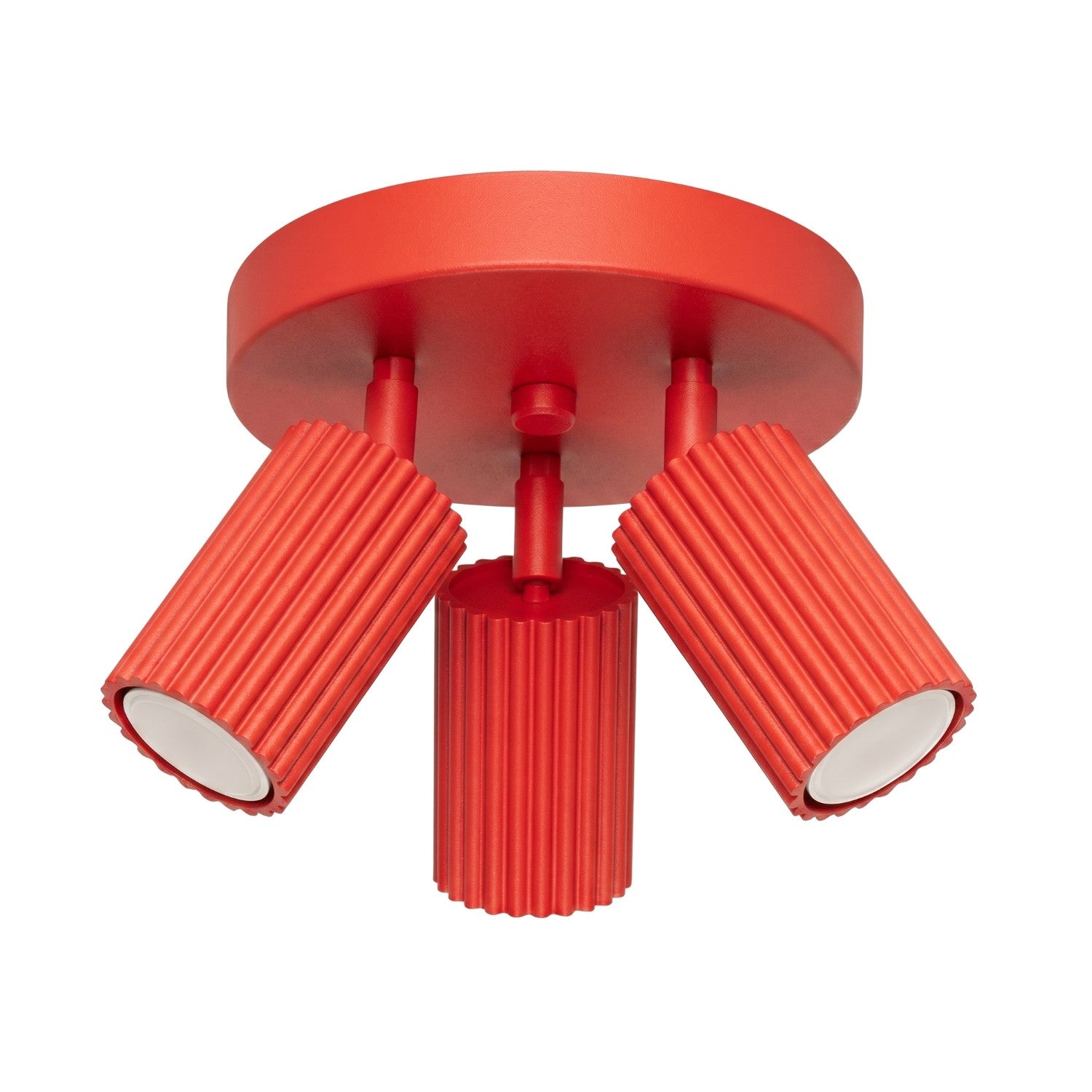 Plafonnier Rond Moderne Rouge À Spots Striés 3xgu10 10w Karbon Sollux Lighting