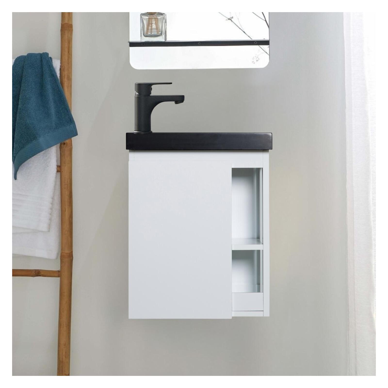 Mob-in - Meuble Double Vasque Suspendu Hampton - Vasque En Résine Synthétique - Dimensions 41,5x53x23,5 Cm - Système De Charnières À Fermeture Progressive