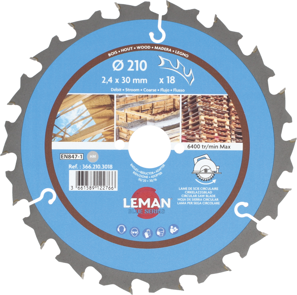 Lame Circ.hm Chantier D210x2.4x30 Z=18 Alt Pos+ar - 366.210.3018 - Leman