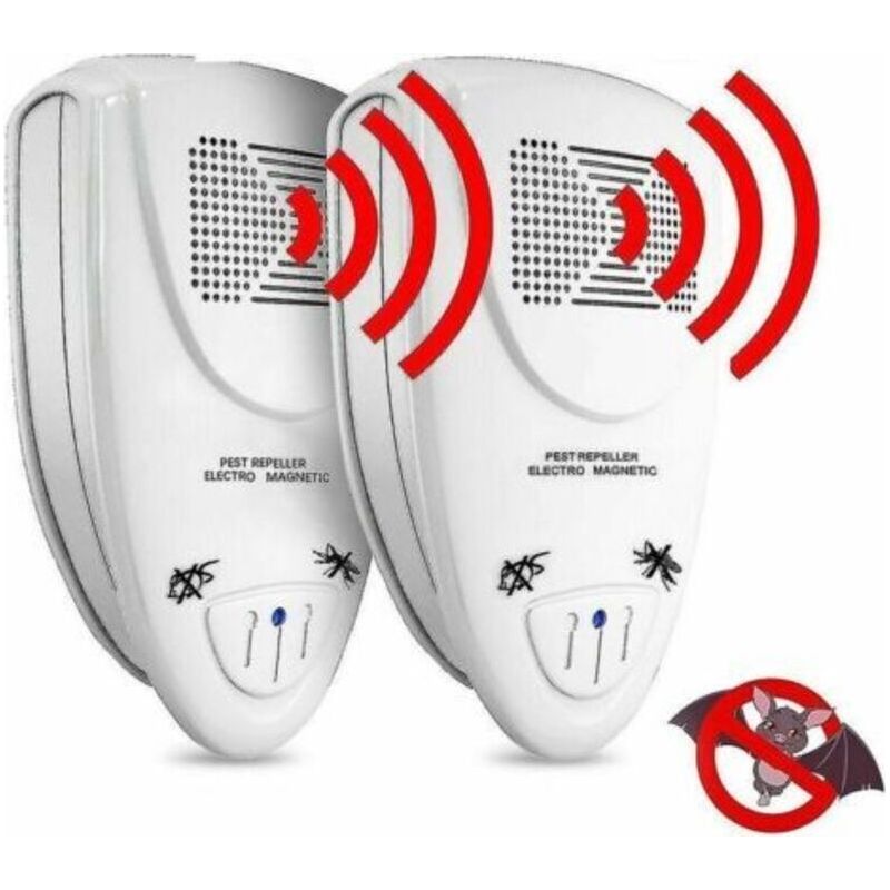 Lot De 2 Répulsifs À Ultrasons Anti-chauves-souris - Éliminez-les En 72 Heures - Prise Ue