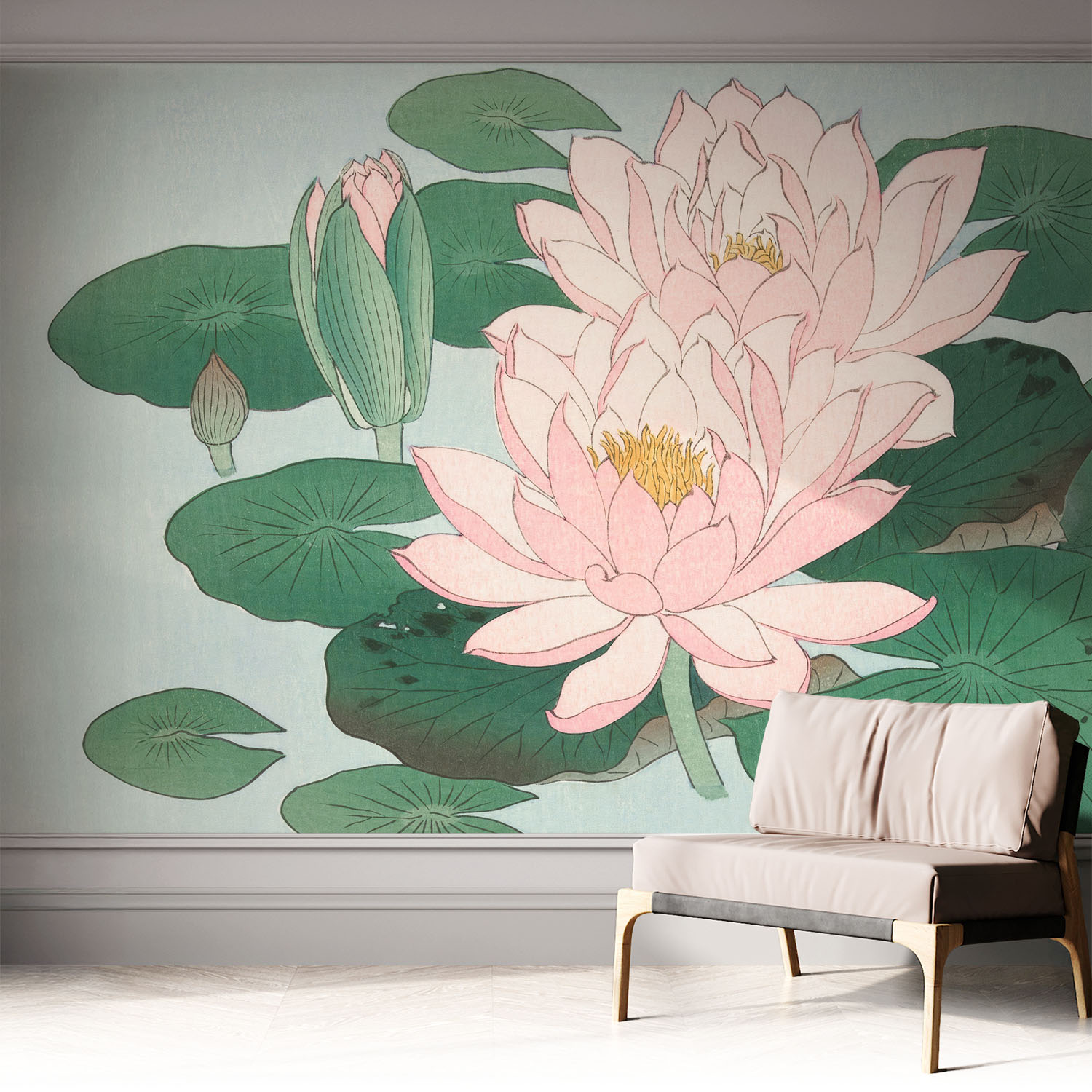 Papier Peint Adhésif Autocollant Pour Salon Chambre À Coucher Tendance Et Originale Lotus Aquatique 312x219 Cm