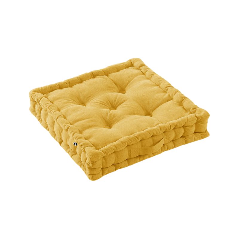 Coussin De Sol Outdoor Déperlant - Anti-uv "kala" En Coton 50 X 50 X 10 Cm L'Effet Papillon - Kala Safran -