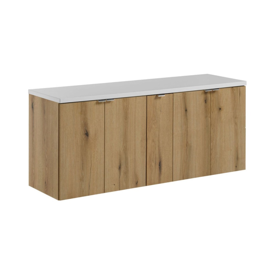 Ensemble De Salle De Bain Suspendu Vano Aspect Chêne Et Blanc 140cm: Meubles Sous Vasque À Placards + Plan Pour Vasque