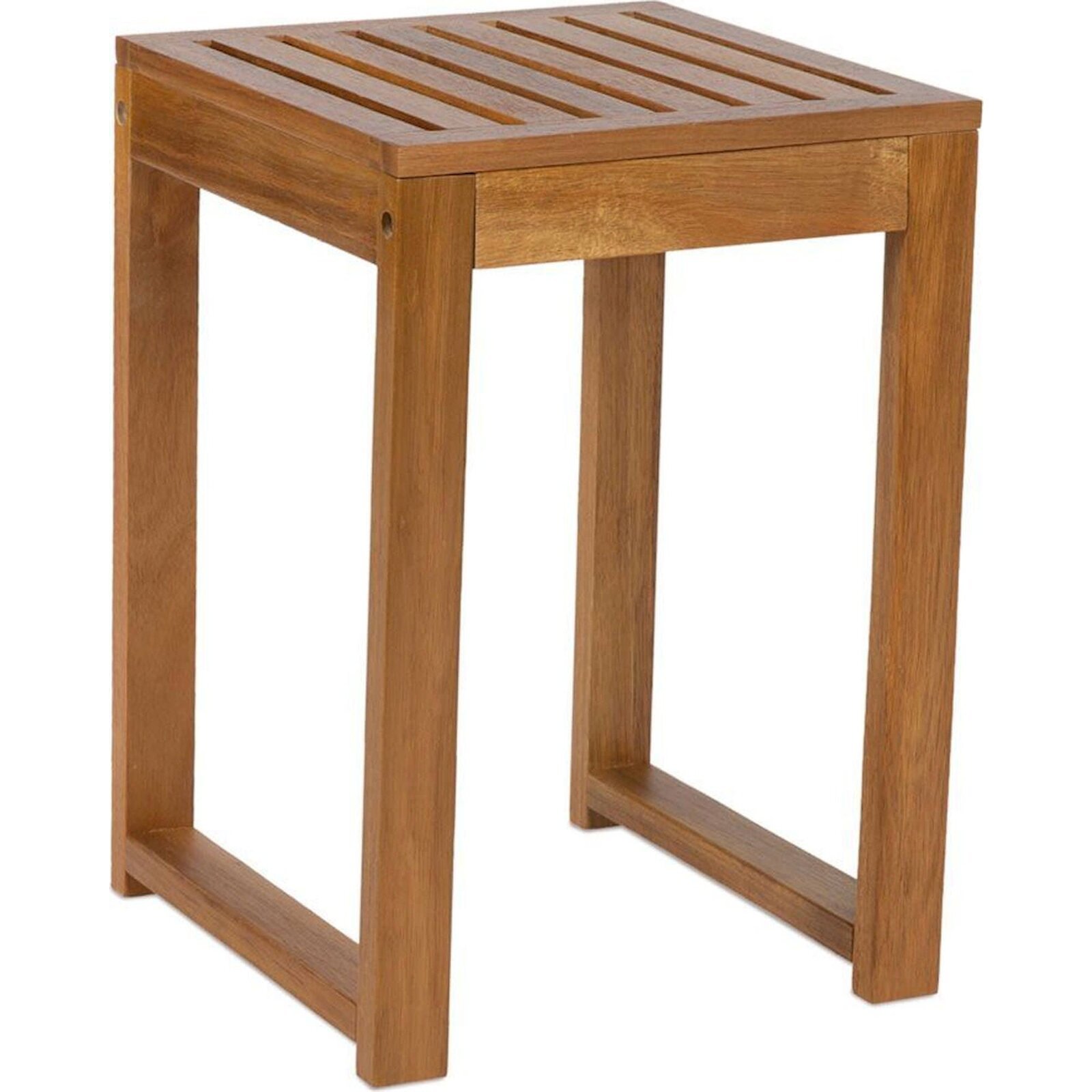 Tabouret De Salle De Bain En Bois D'Acacia Finition Laquée - Bois D'Acacia Naturel Laqué