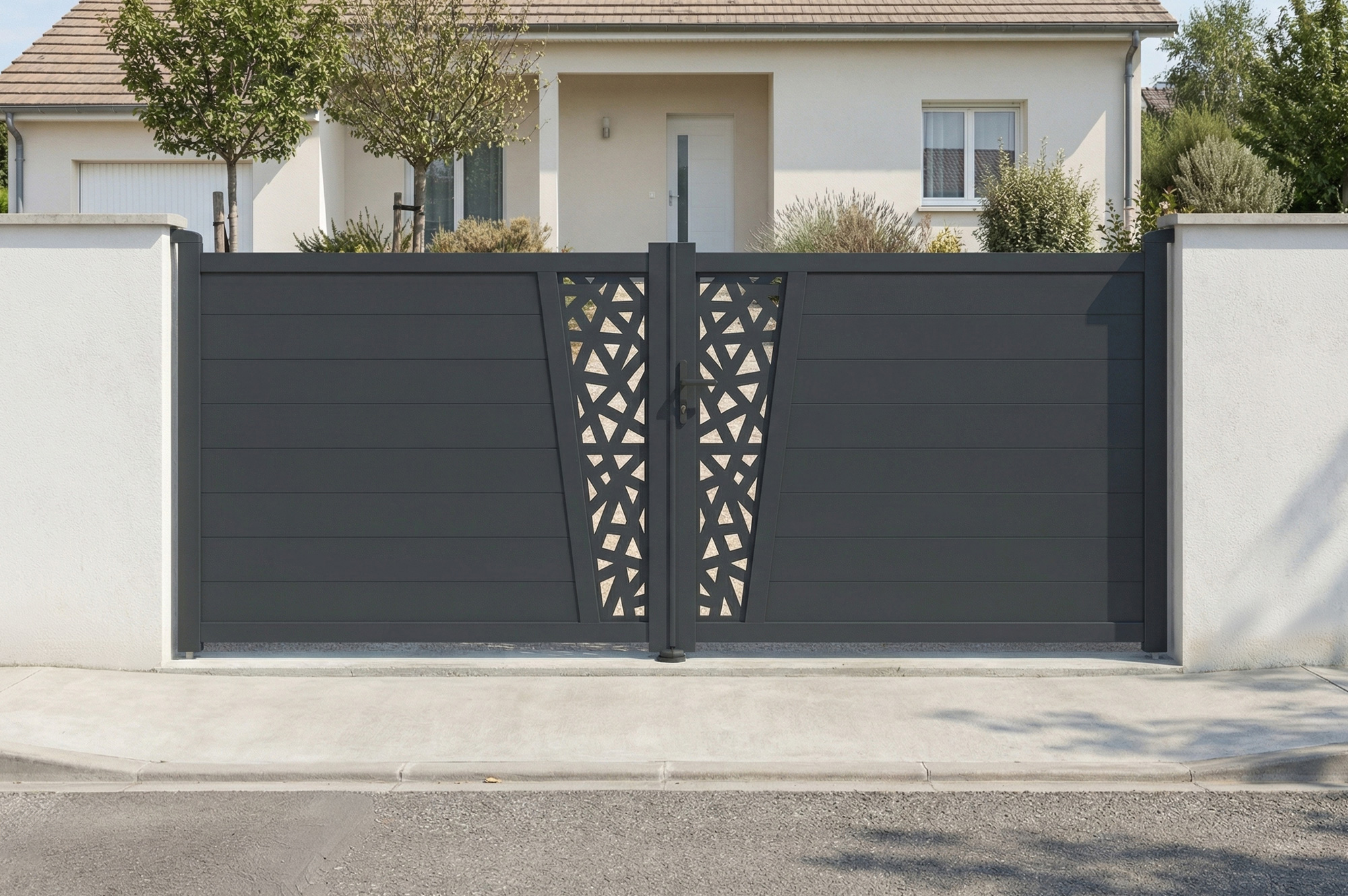 Portail Battant 3,5m Cervina Ruivo H.140cm Aluminium Gris