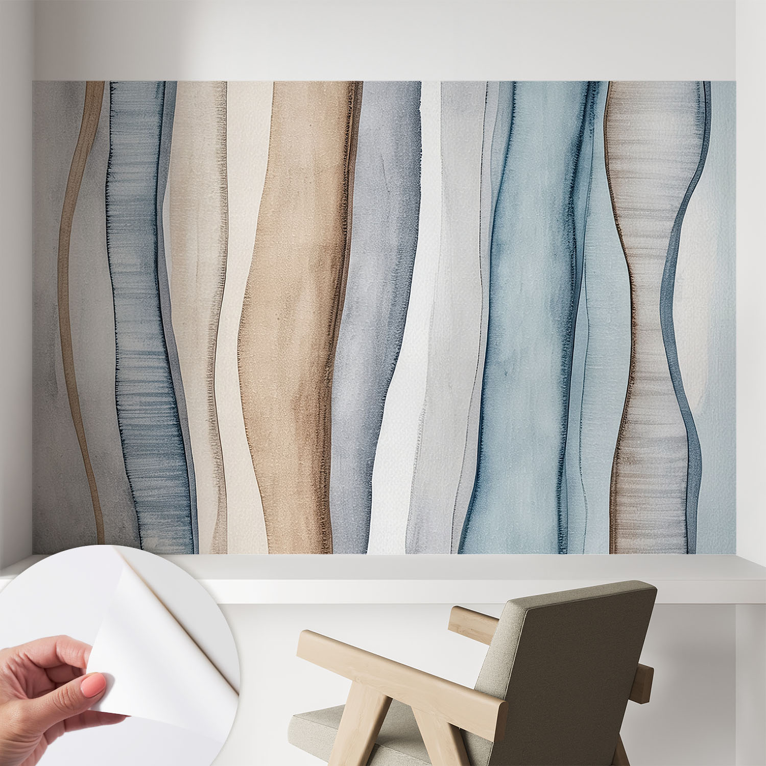 Papier Peint Autocollant Mural Avec Colle Pour Salon Et Chambre Décoration Murale Rapide Rayures Abstraites 104x70 Cm