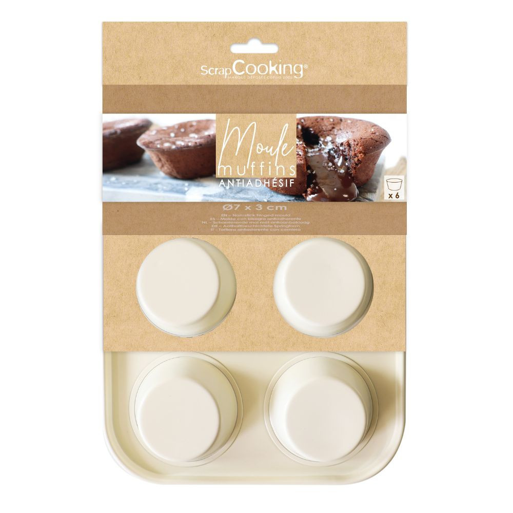 Moule À Muffins Et Cupcakes Antiadhésif - Acier - 6 Empreintes Ø 7 Cm - Scrapcooking
