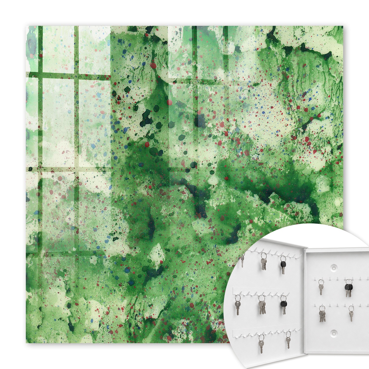 Armoire À Clés - (30 Cm X 30 Cm) - Boîte À Clés Murale - Coffret De Rangement Pour Clés - Couleur Blanche - Ouverture Vers La Gauche - Pour Maison Et Bureau - Chaos Vert