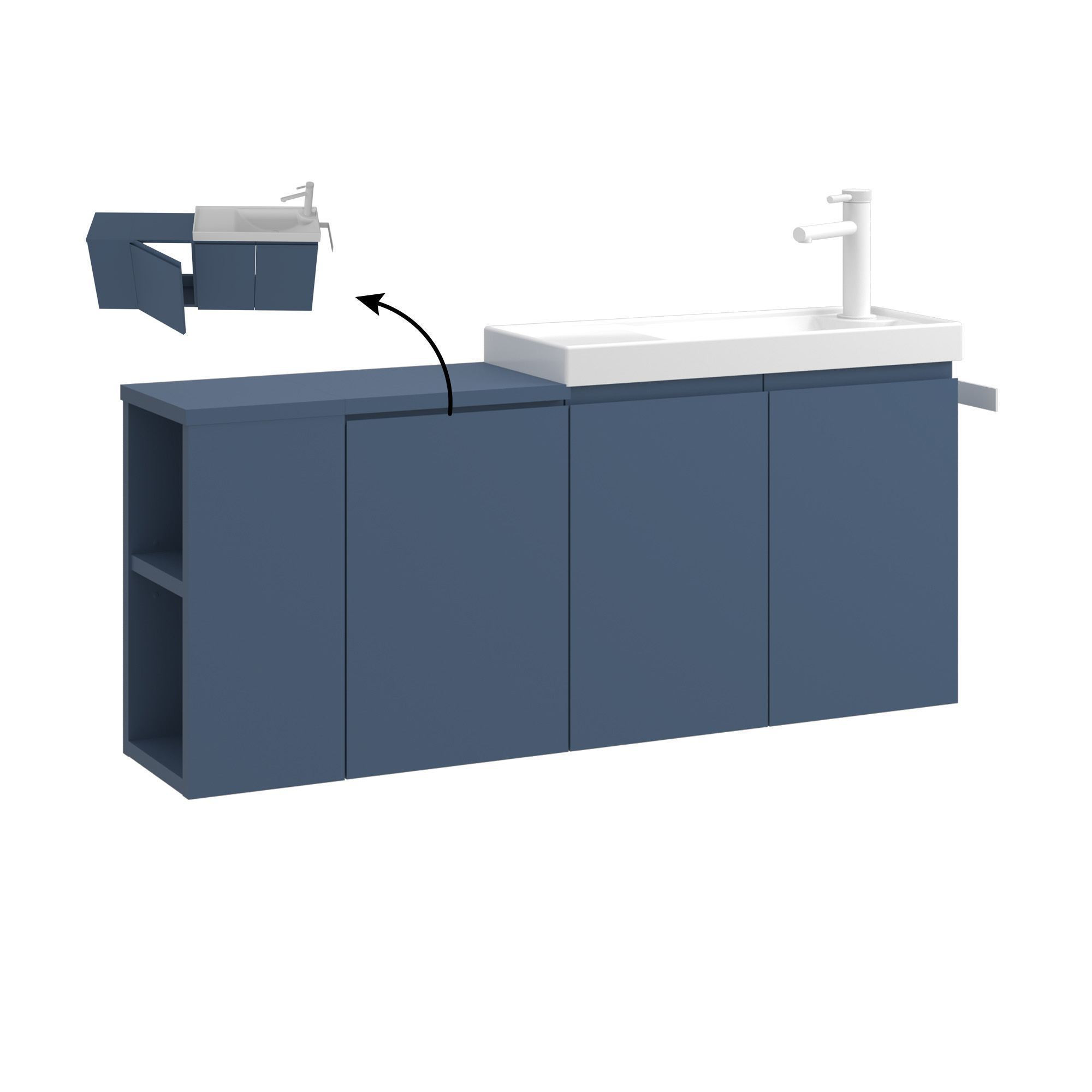 Meuble Vasque "ferla 110" - 110 X 22 X 45 Cm - Petrol Blue