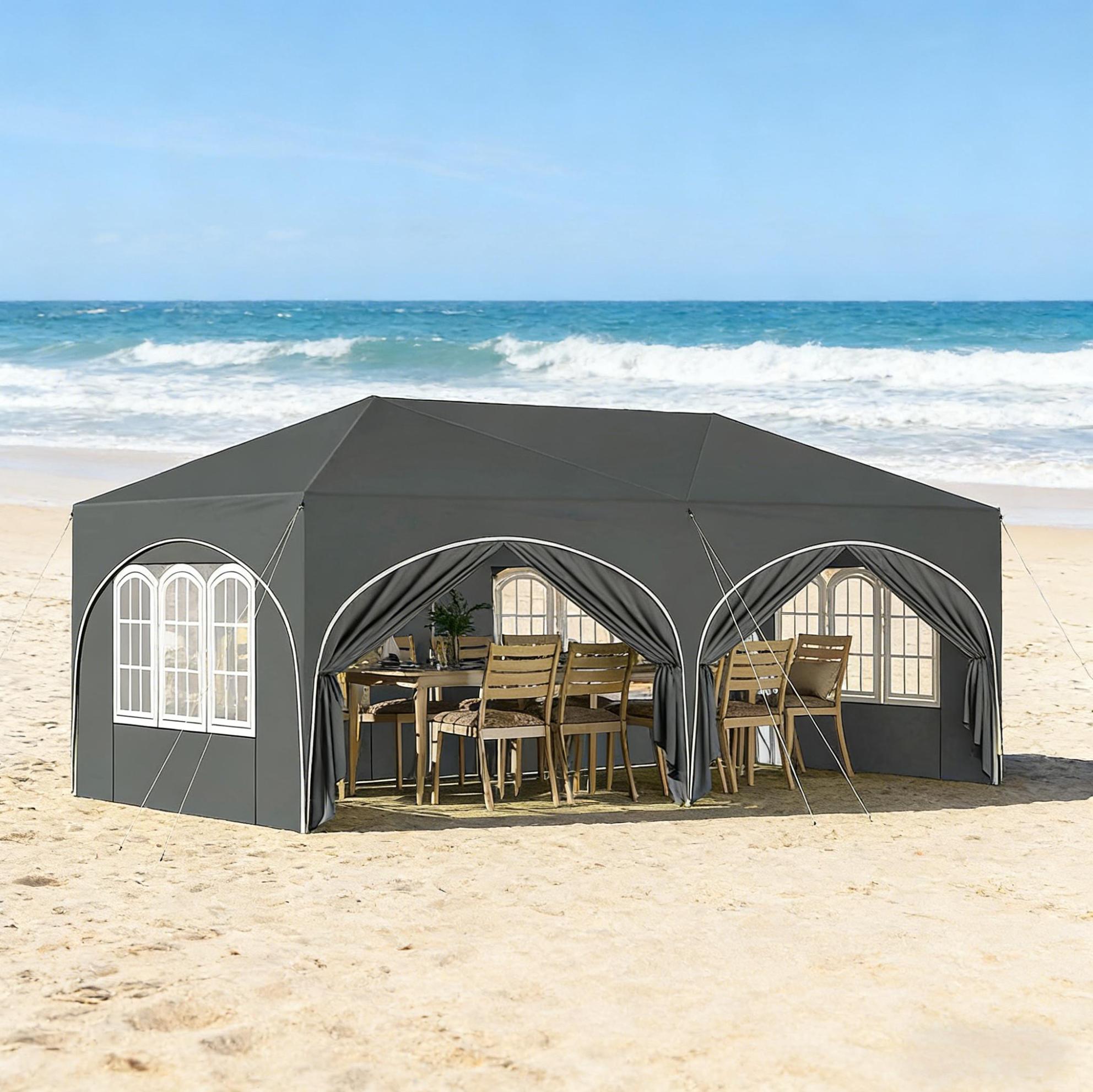 Barnum Pliant 3 X 6 M Avec 6 Parois, Imperméable, Protection Uv, Gris, Redom