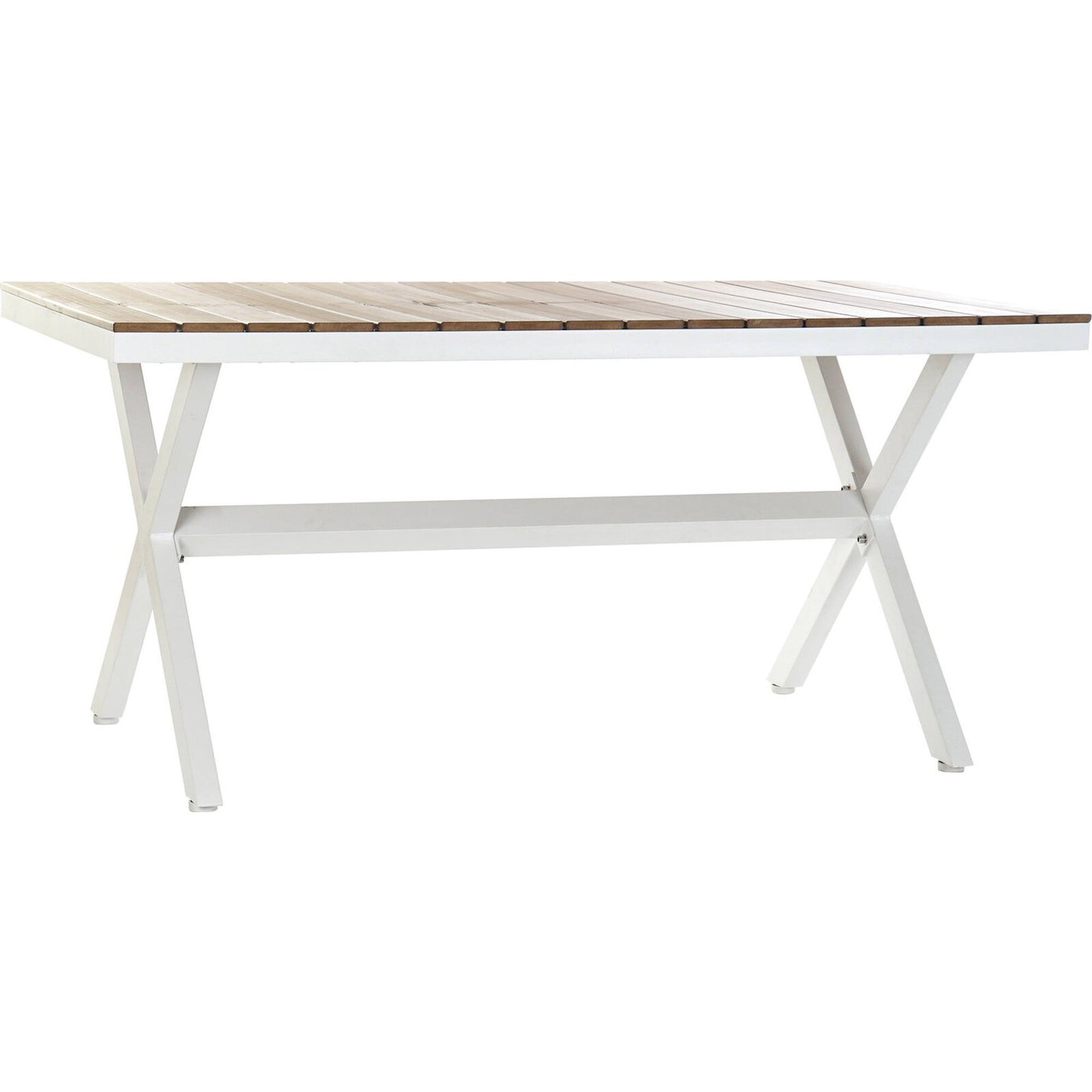 Table De Jardin Finition Bois Blanc Élégante Et Durable - Blanc Faux Bois
