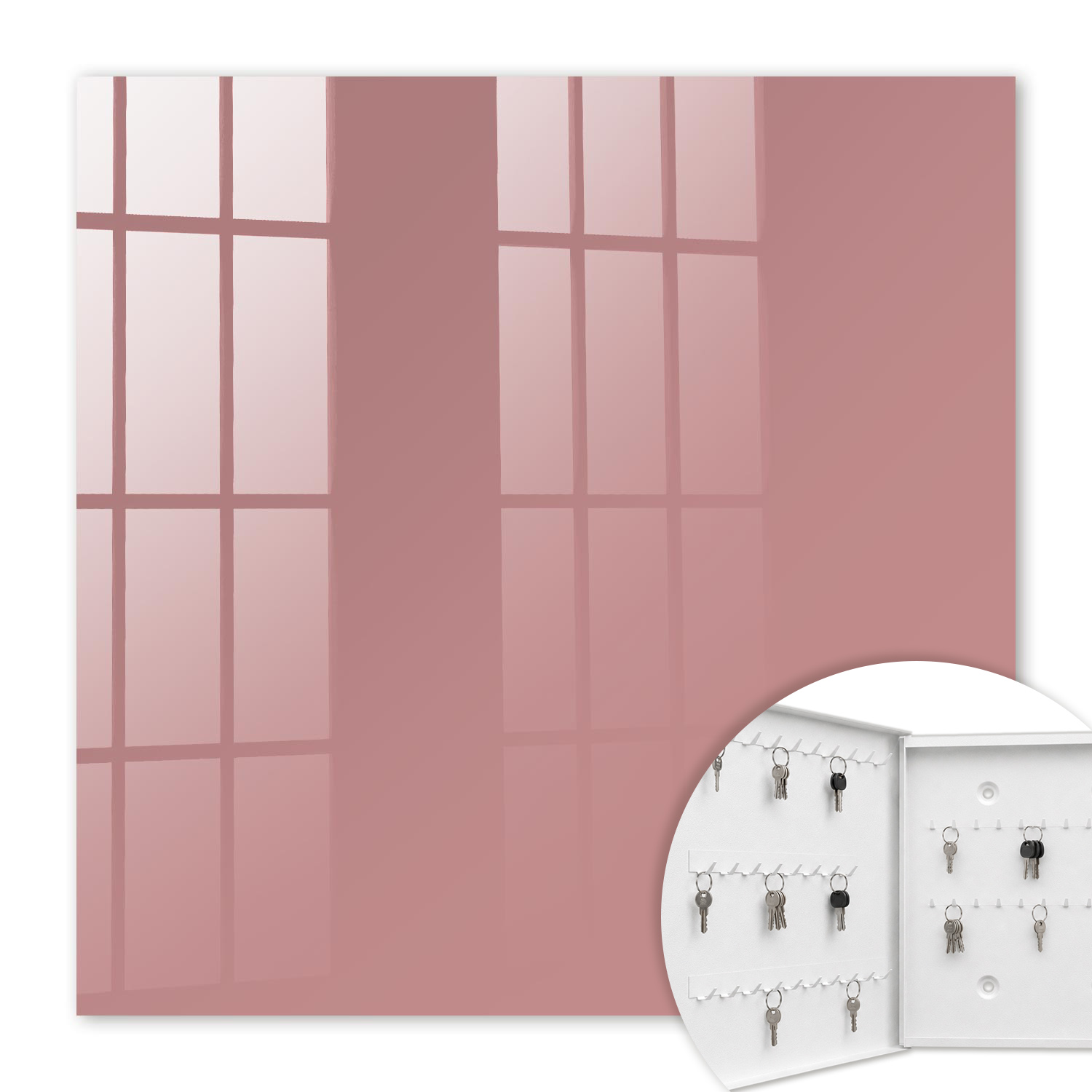 Armoire À Clés - (30 Cm X 30 Cm) - Boîte À Clés Murale - Coffret De Rangement Pour Clés - Couleur Blanche - Ouverture Vers La Gauche - Pour Maison Et Bureau - Bordeaux Vif