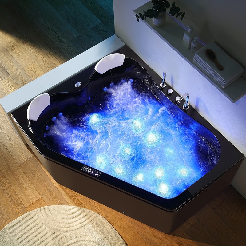 Baignoire Balnéo Asymétrique Marina Black 2 Places Archipel® 181x151 - Gauche