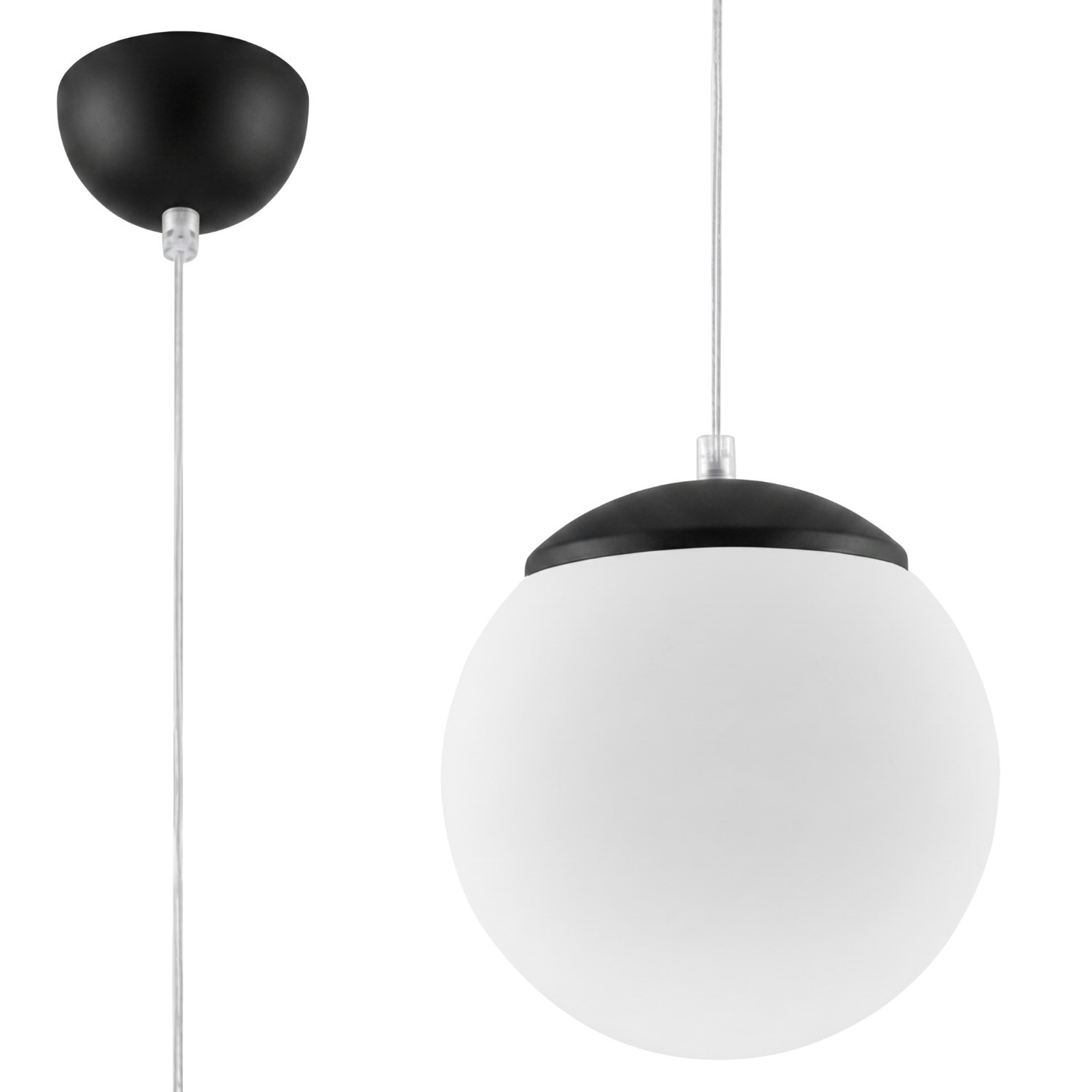 Suspensions Ugo Acier/verre Noir 1xe27 20cm Sollux