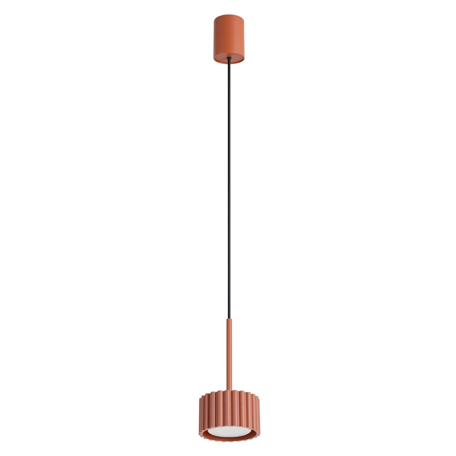 Suspension Moderne Rouge Ocre Petit Abat-jour Rond Rainuré 1xgx53 10w Aura Sollux Lighting