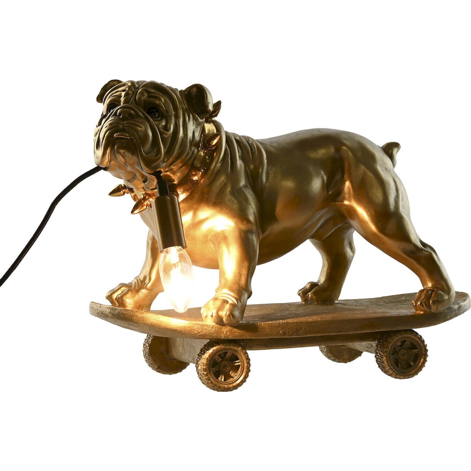 Lampe De Table Bulldog Doré En Résine Style Glam Contemporain - Doré Effet Or Bulldog