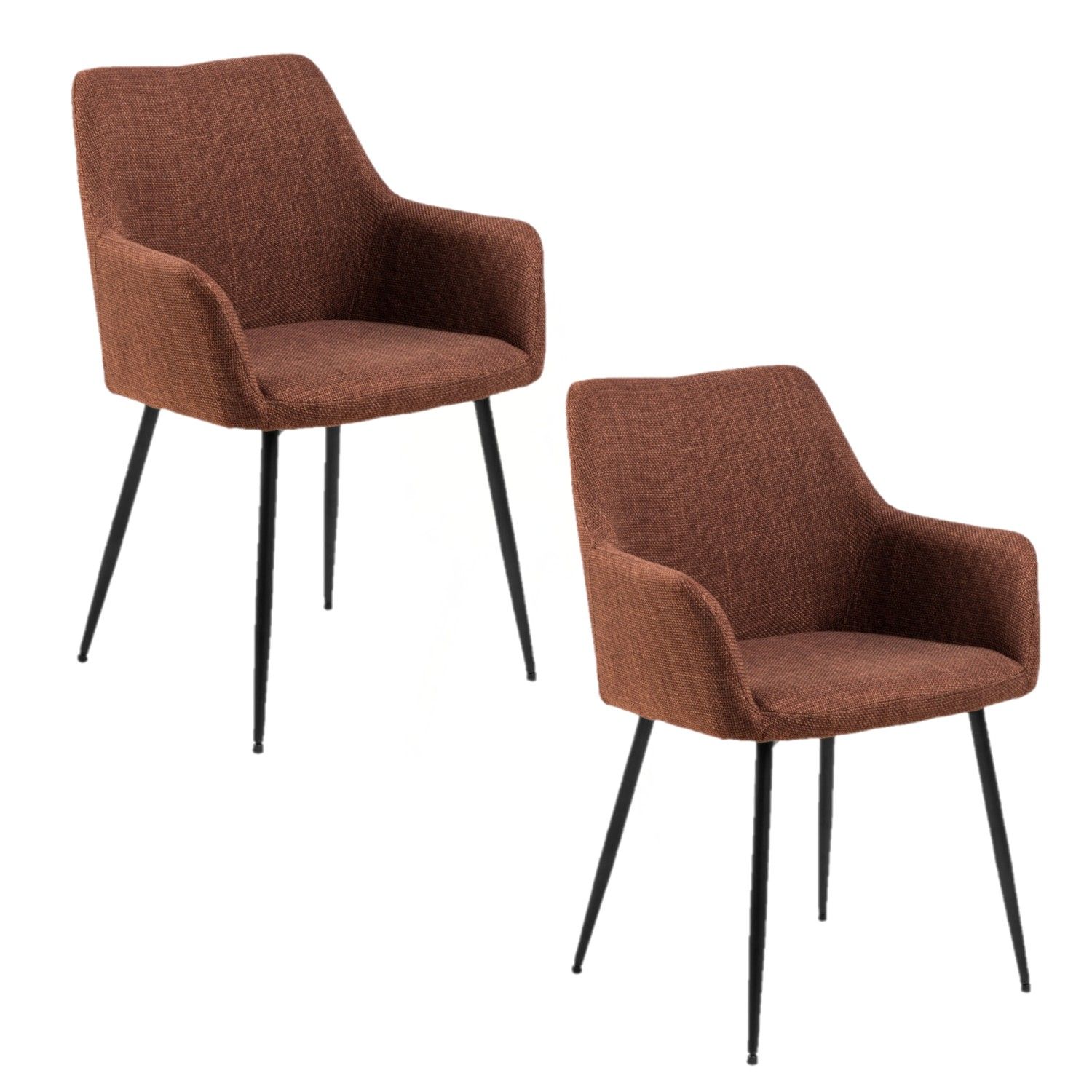 Lot De 2 Chaises Avec Accoudoirs En Tissu Et Acier Lizzy