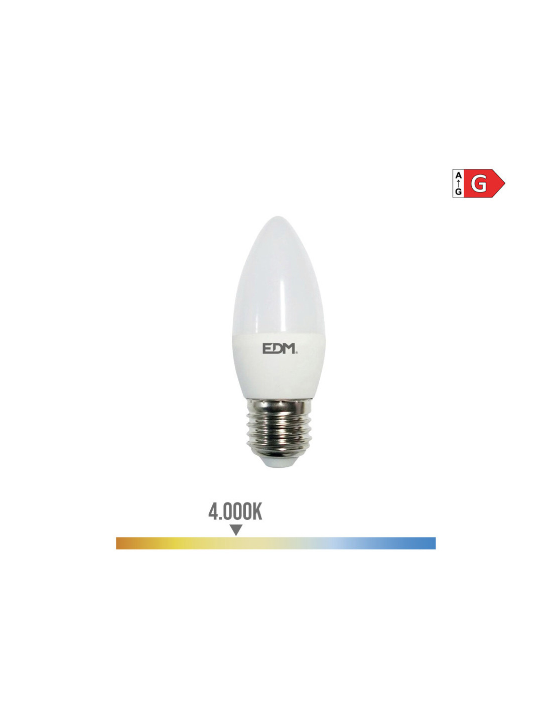 Edm - Ampoule Bougie Led E27 5w 400lm 4000k Lumière Du Jour Ø3.6x10.3cm