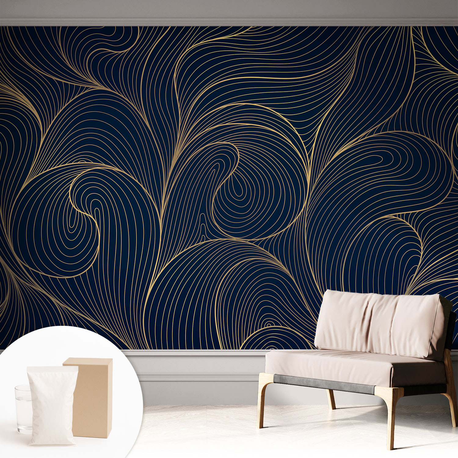Papier Peint Intissé Décoratif Avec Colle Pour Salon Chambre Et Bureau Installation Rapide Motif Ondulé 312x219 Cm