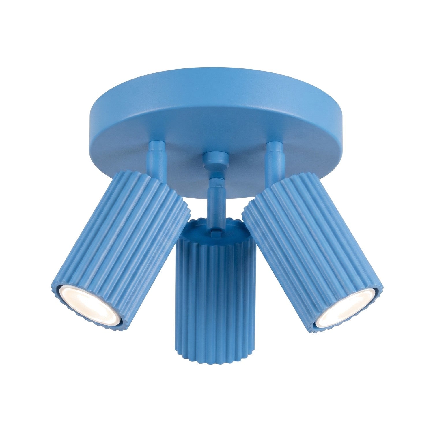 Plafonnier Rond Bleu Moderne À Spots Striés 3xgu10 10w Karbon Sollux Lighting