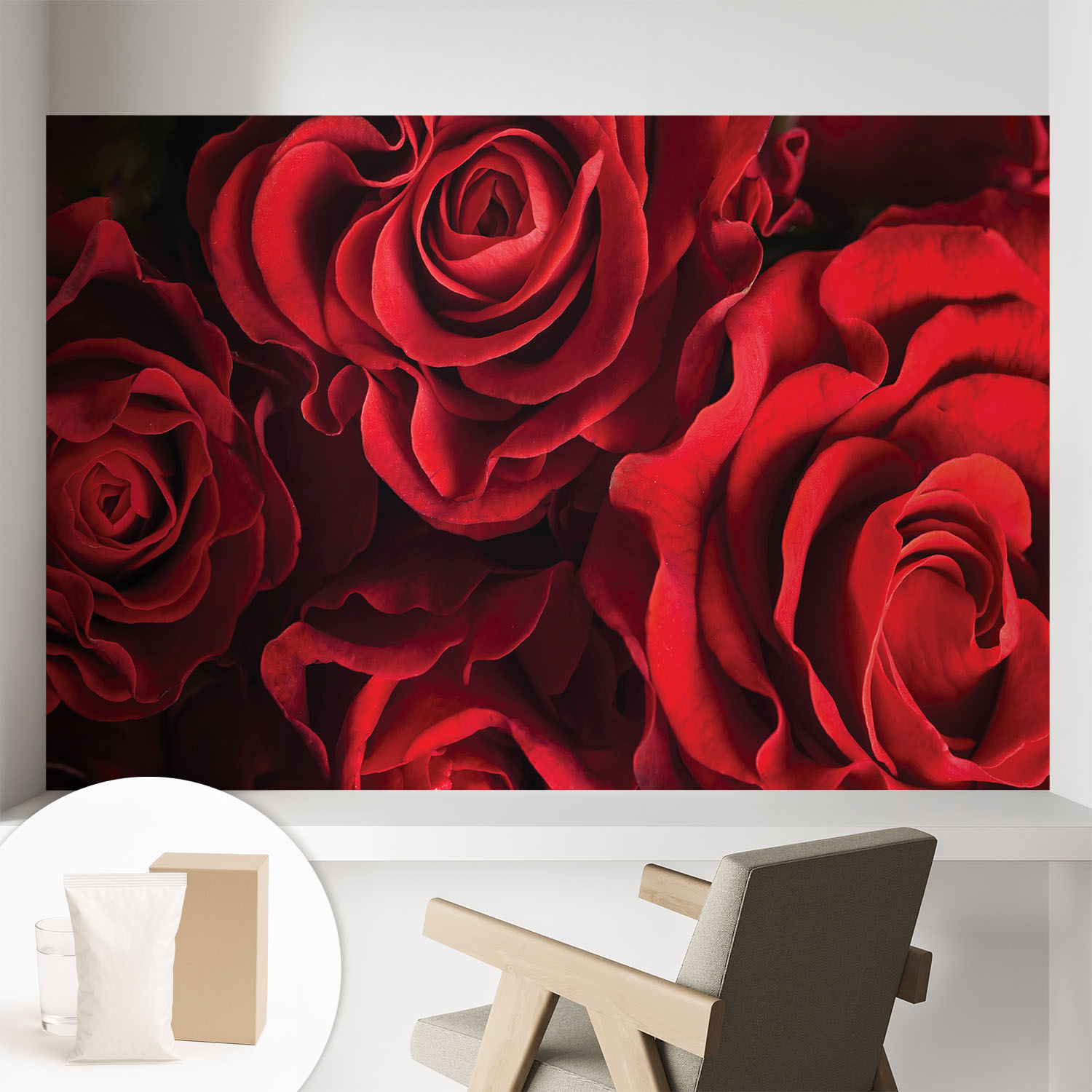 Papier Peint Intissé Décoratif Avec Colle Pour Salon Chambre Et Bureau Installation Rapide Roses Rouges 104x70 Cm