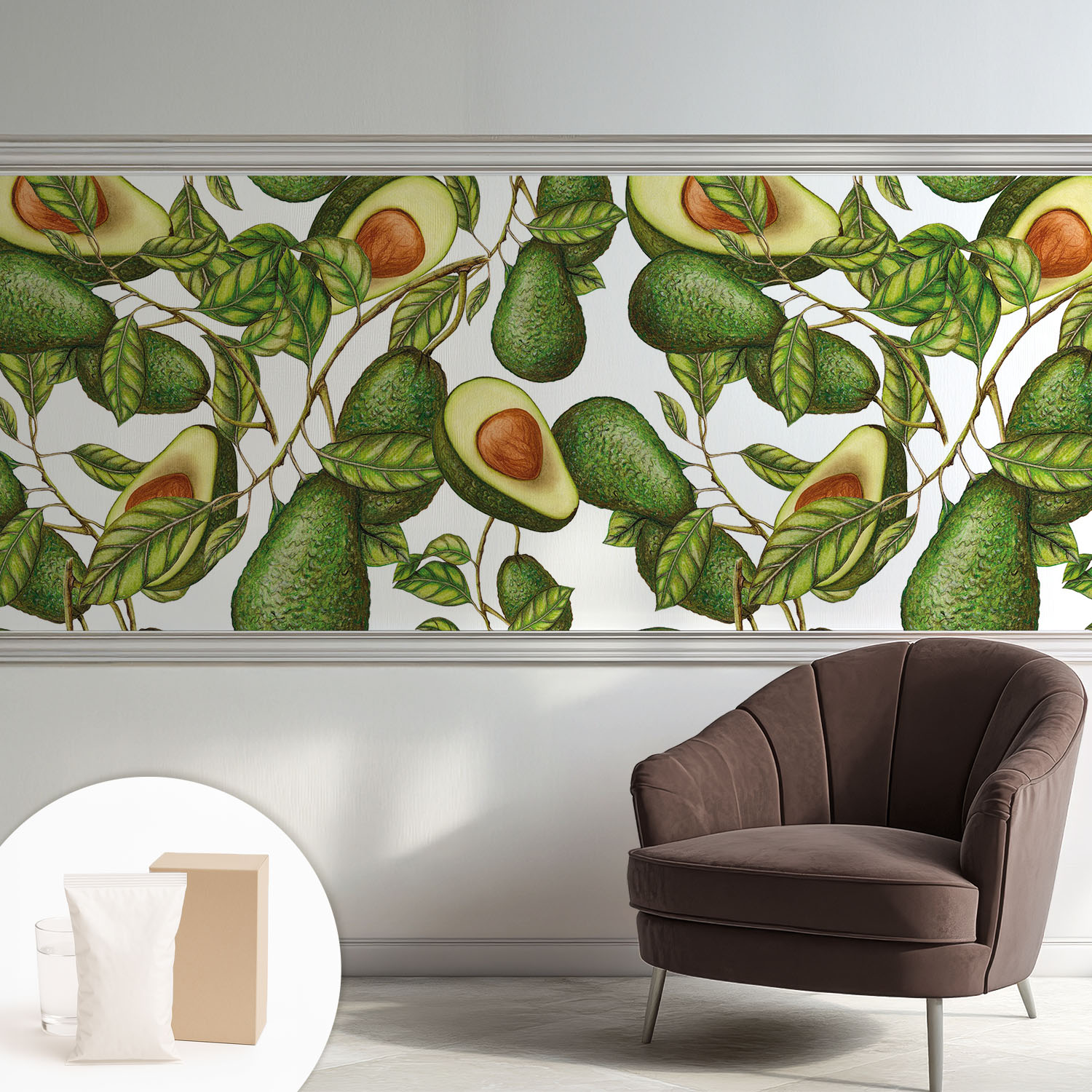 Papier Peint Intissé À Motifs Décoratifs Pour Salon Chambre Et Bureau Décoration Murale Élégante Avec Colle Motif D'Avocat 250x104 Cm