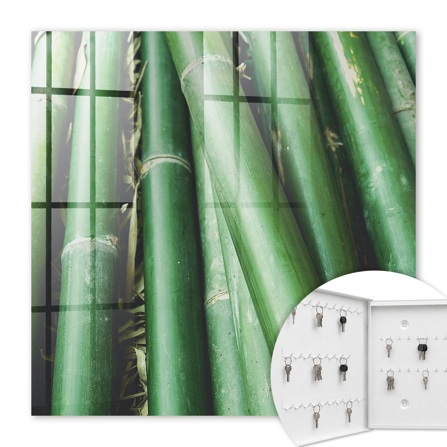 Armoire À Clés - (30 Cm X 30 Cm) - Boîte À Clés Murale - Coffret De Rangement Pour Clés - Couleur Blanche - Ouverture Vers La Gauche - Pour Maison Et Bureau - Paix Verte