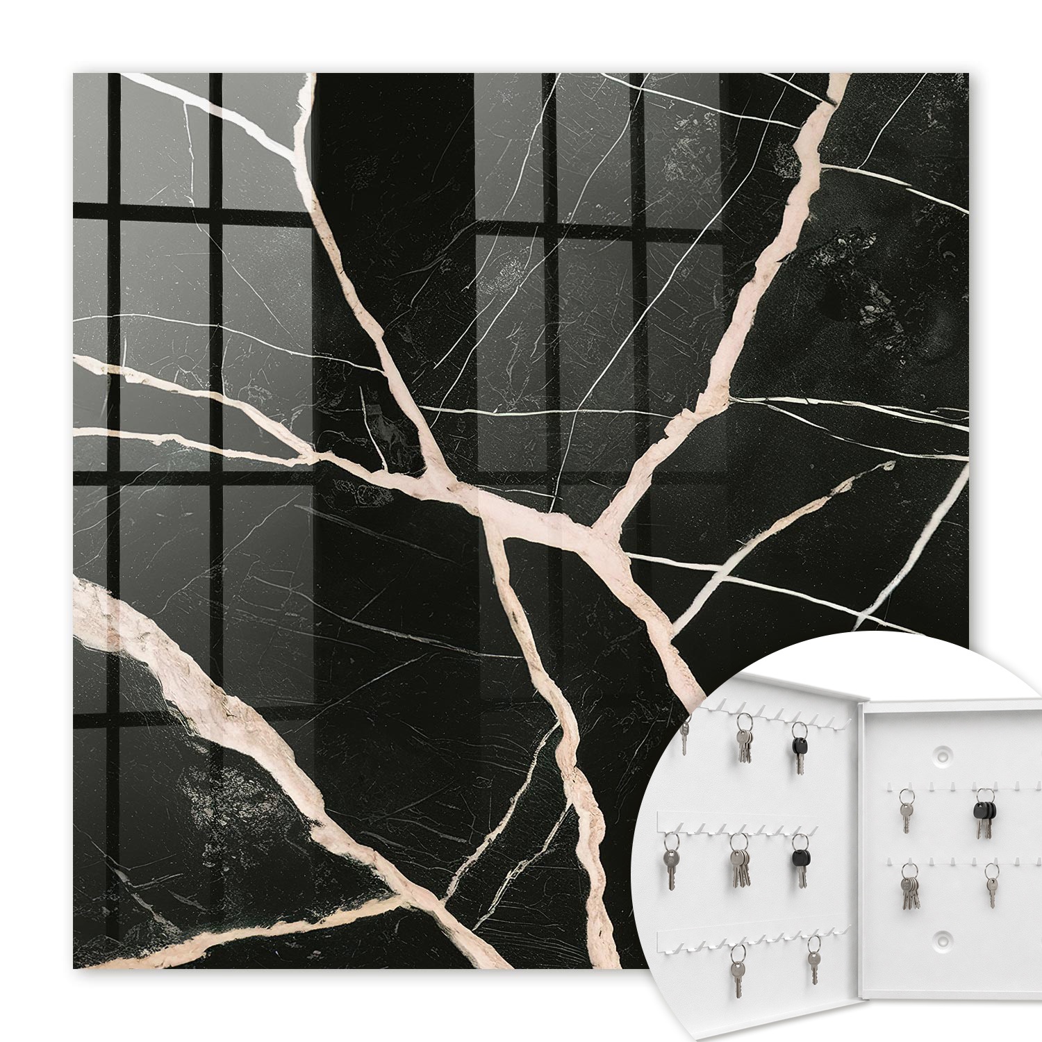 Armoire À Clés - (30 Cm X 30 Cm) - Boîte À Clés Murale - Coffret De Rangement Pour Clés - Couleur Blanche - Ouverture Vers La Gauche - Pour Maison Et Bureau - Structure Dynamique
