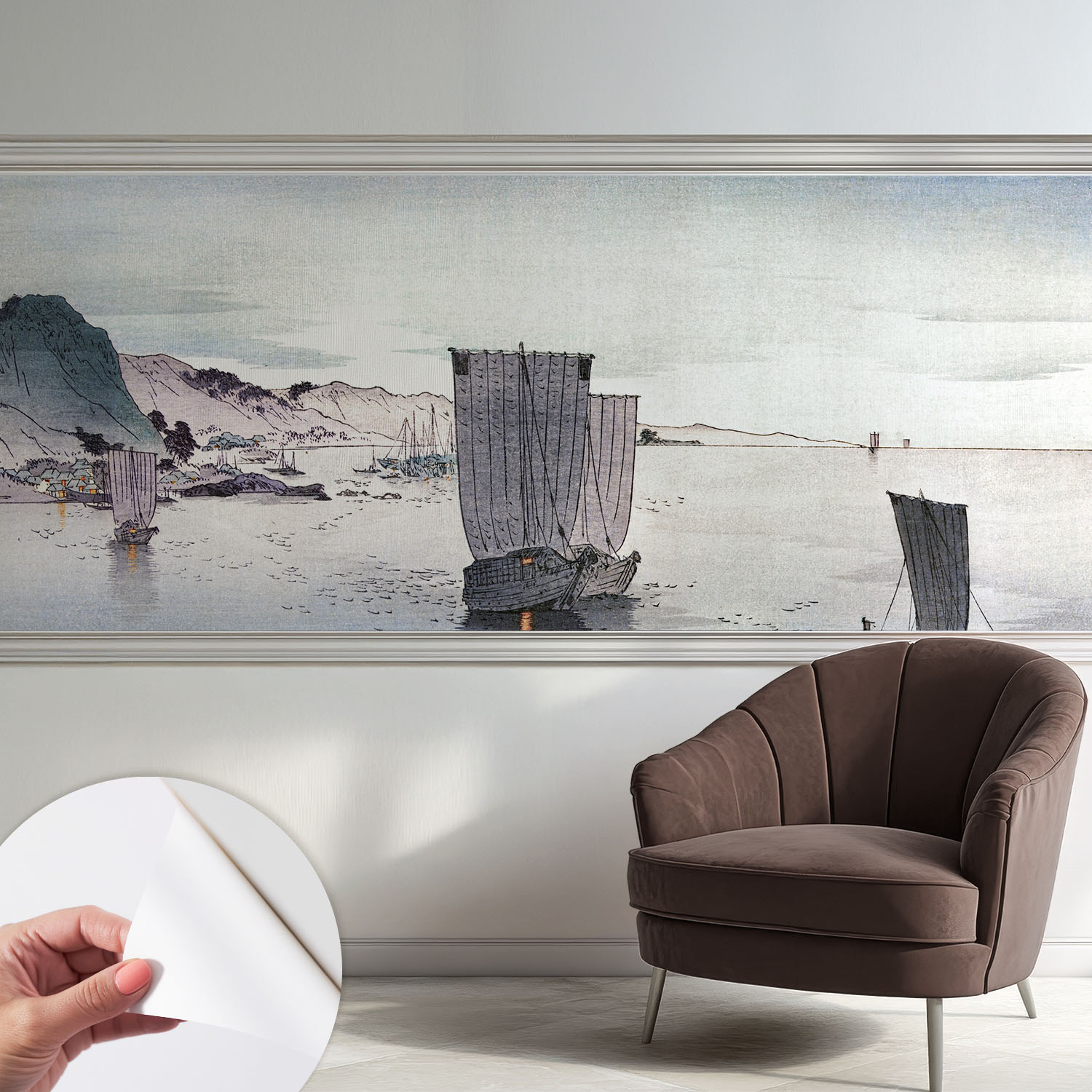 Papier Peint Autocollant Avec Imprimé Décoratif Pour Salon Et Chambre À Coucher Installation Facile Scène Maritime 250x104 Cm
