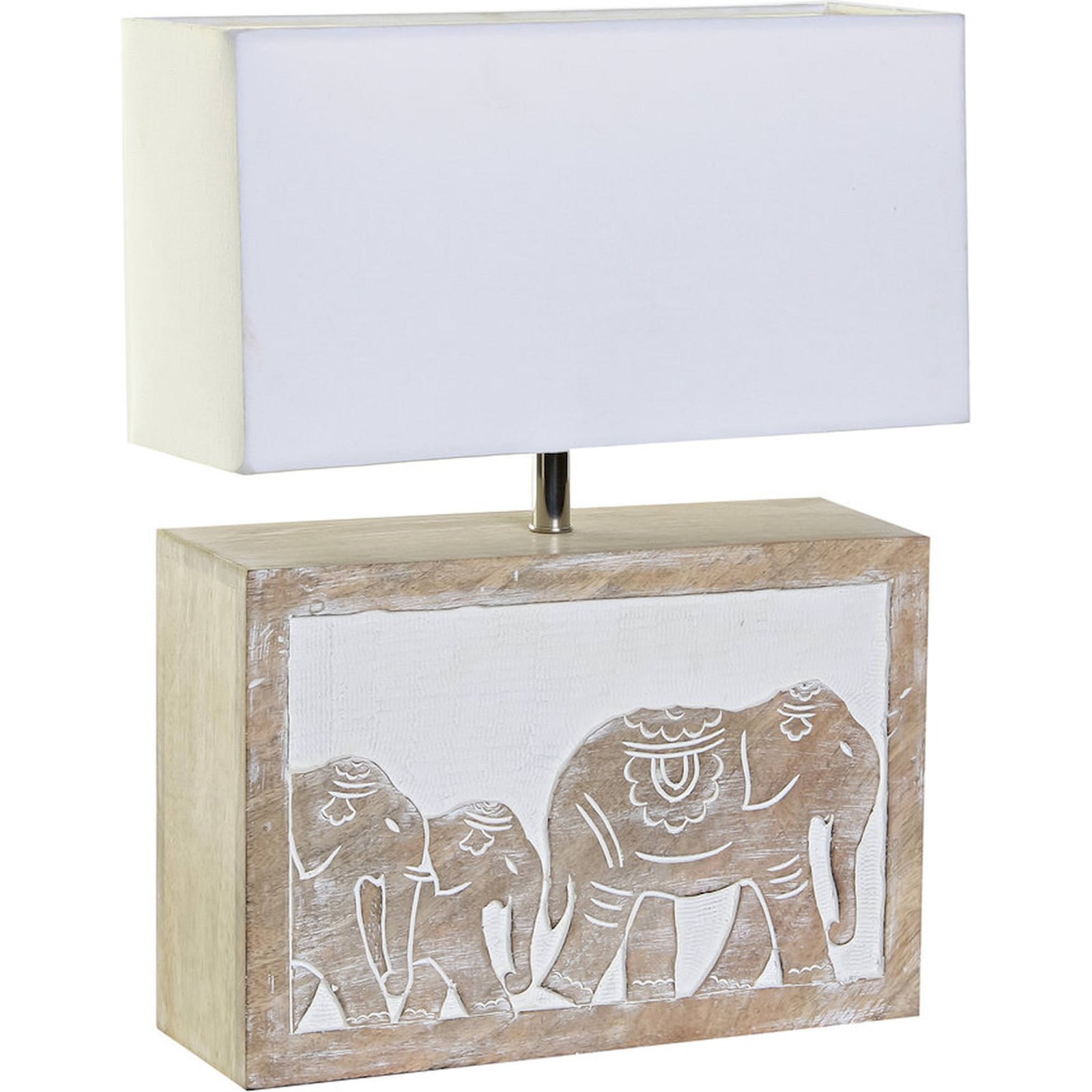 Lampe De Salon Chaleureuse Motifs Éléphants Bicolores - Marron Éclatant Avec Touches Blanc