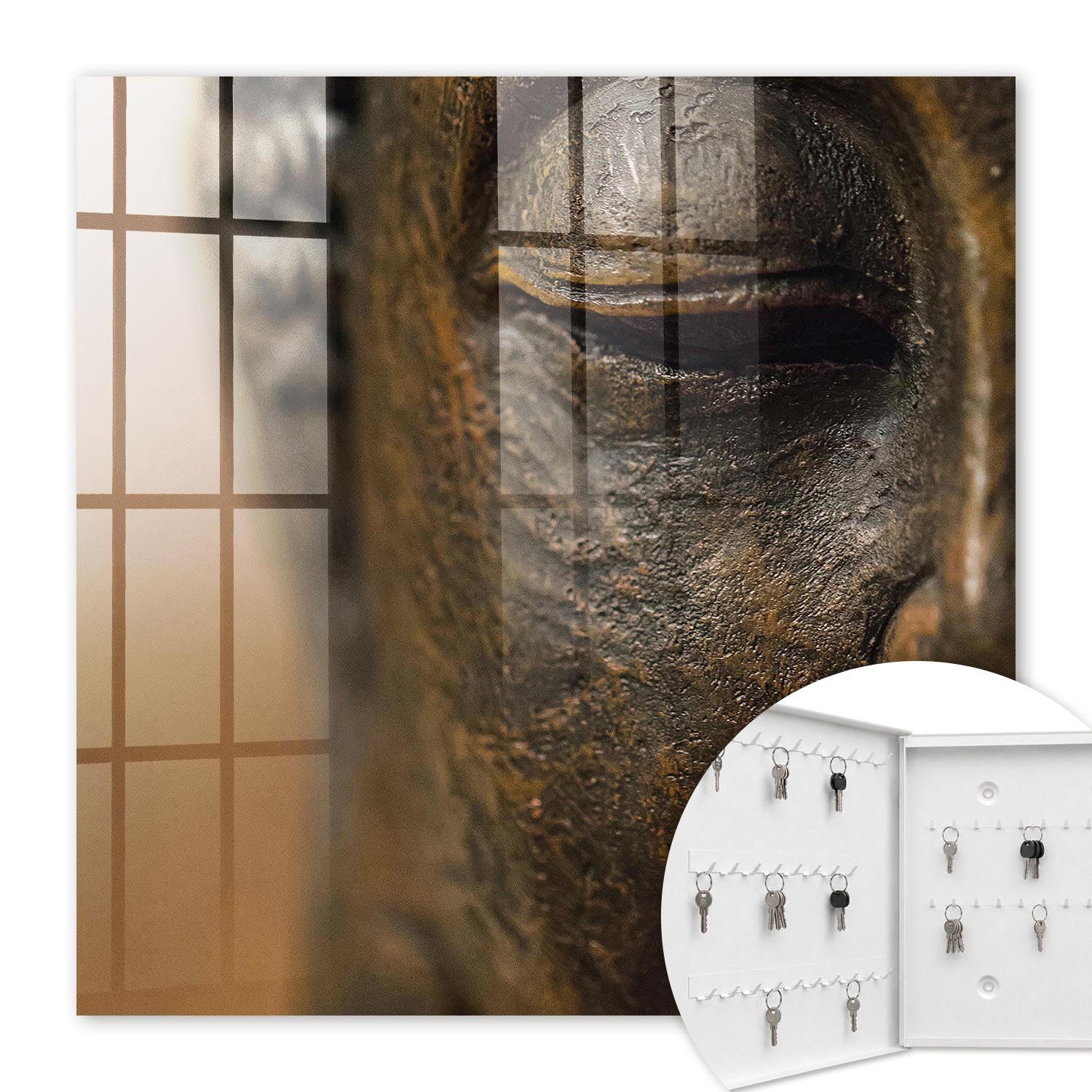 Armoire À Clés - (30 Cm X 30 Cm) - Boîte À Clés Murale - Coffret De Rangement Pour Clés - Couleur Blanche - Ouverture Vers La Gauche - Pour Maison Et Bureau - Élégance Discrète