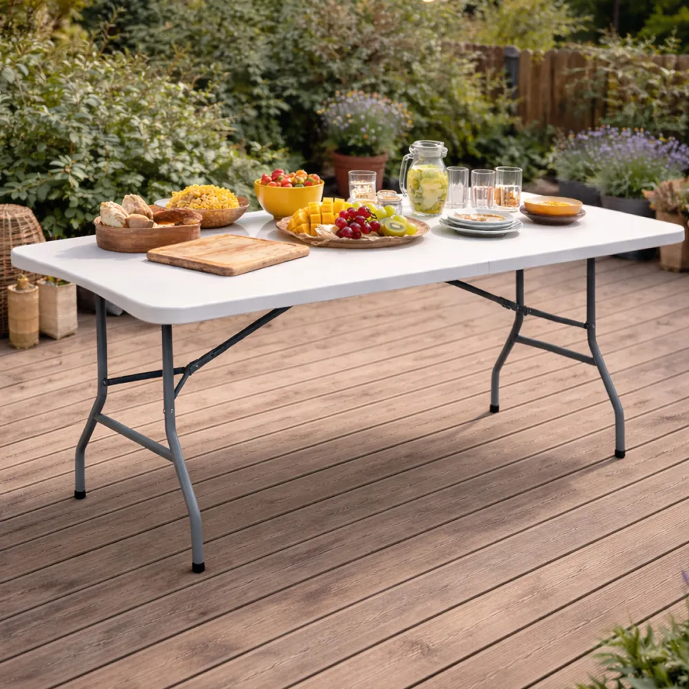 Table Pliante En Résine 8 Couverts 180x70x74cm Pieds Métal