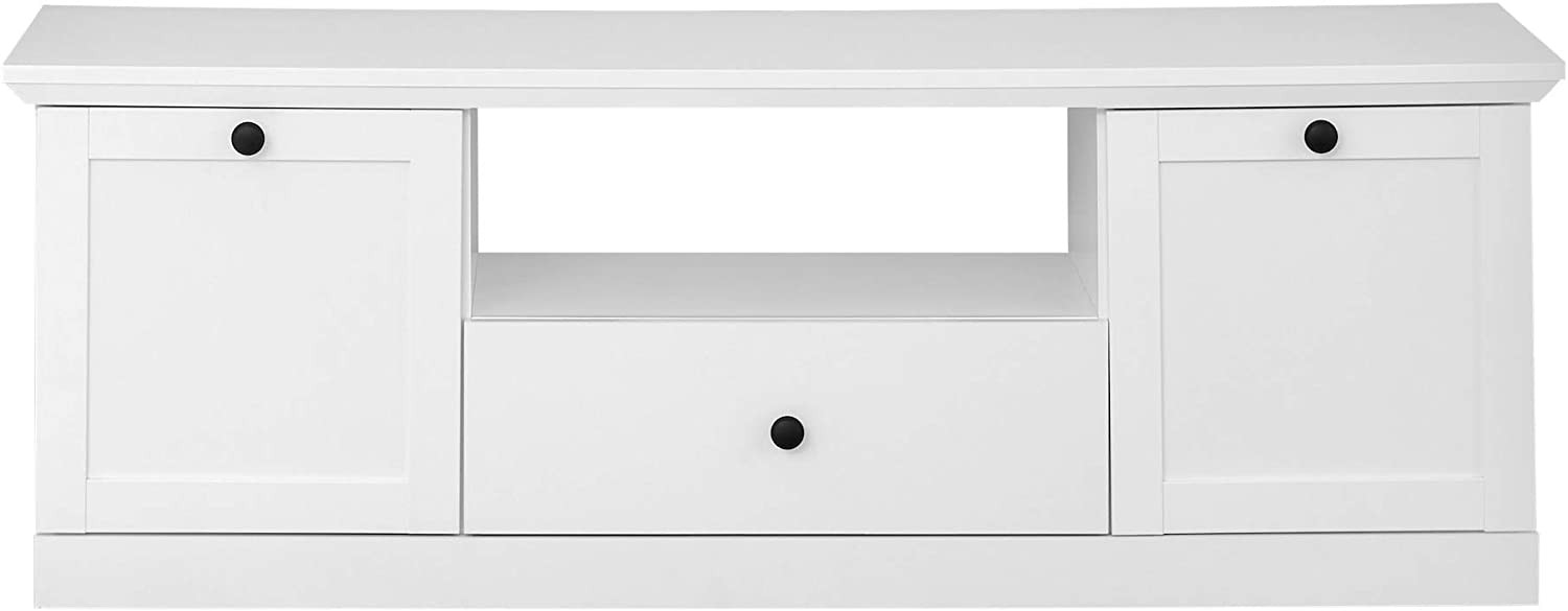 Meuble Tv Blanc 2 Portes 1 Tiroir Style Campagnard Moderne Valex 139cm