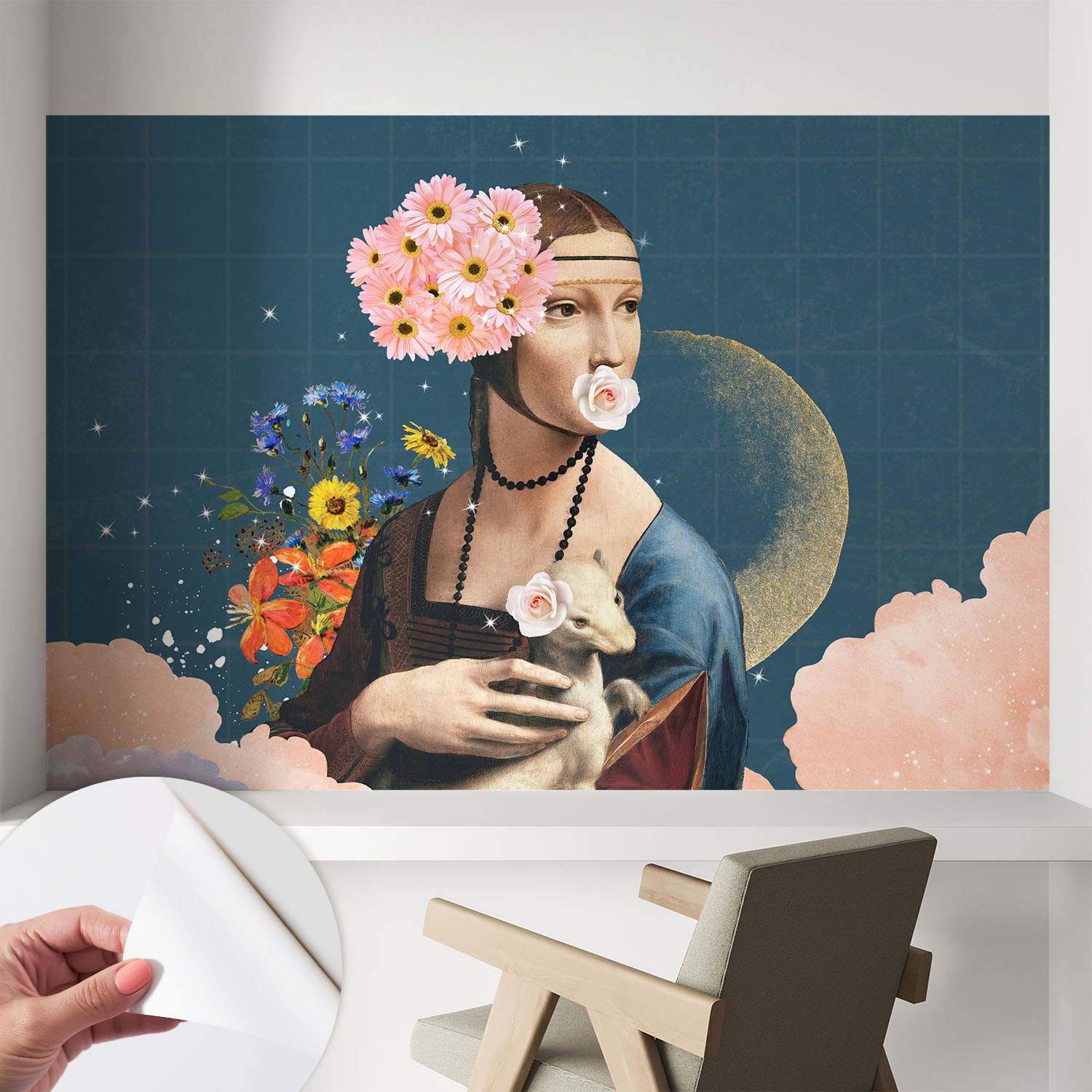 Papier Peint Autocollant Adhésif Avec Imprimé Motifs Uniques Apparence Moderne Élégance Florale 104x70 Cm