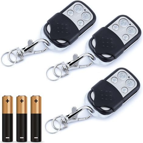 Télécommande Portail Universelle 433,92 Mhz - Remplace Jusqu'à 4 Télécommandes - Alimentation Batterie 12 V Incluse - Lot De 3 Pièces