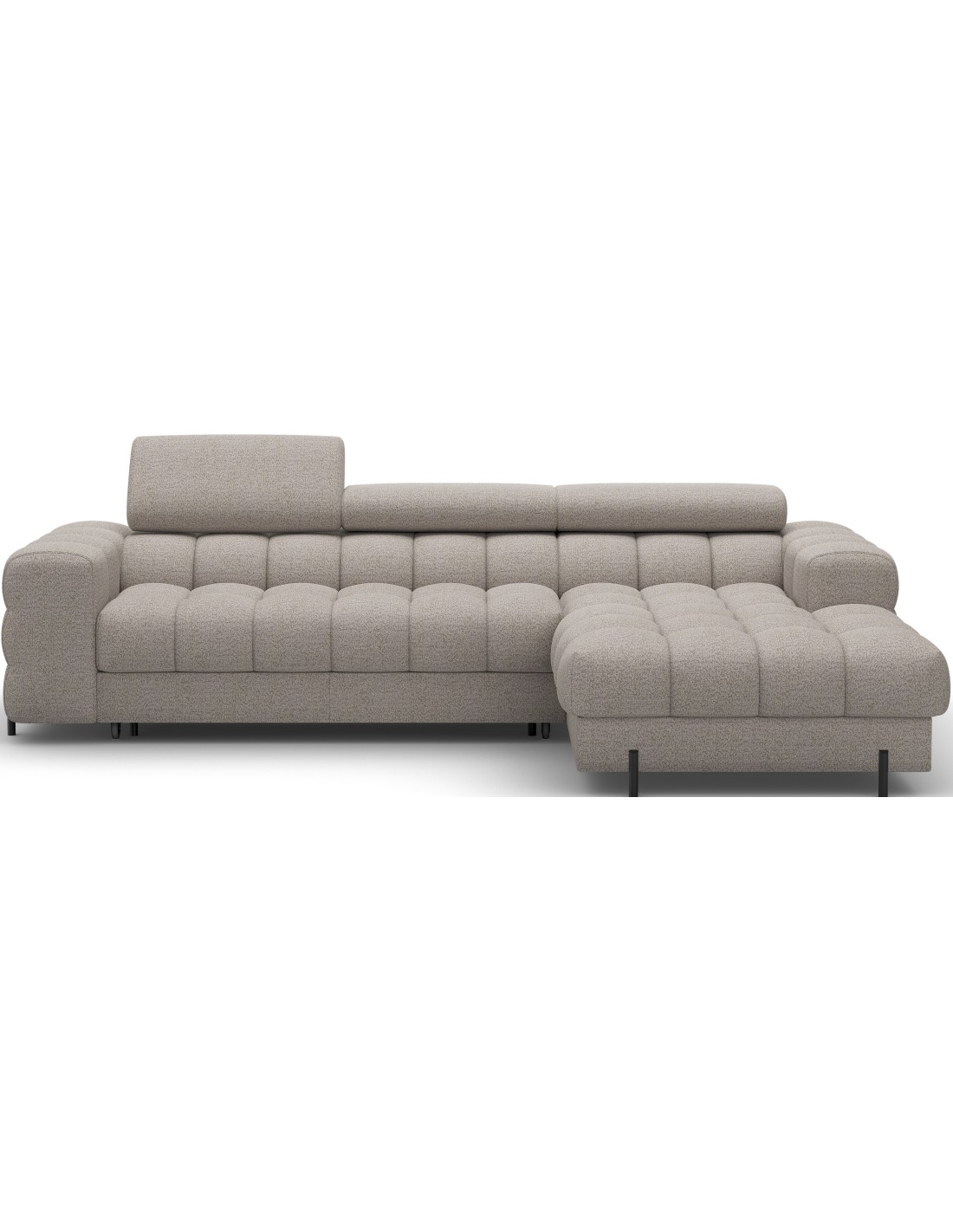 Canapé D'Angle Droit Convertible Beige Chiné Allure Contemporaine 285x99x181cm Filtro