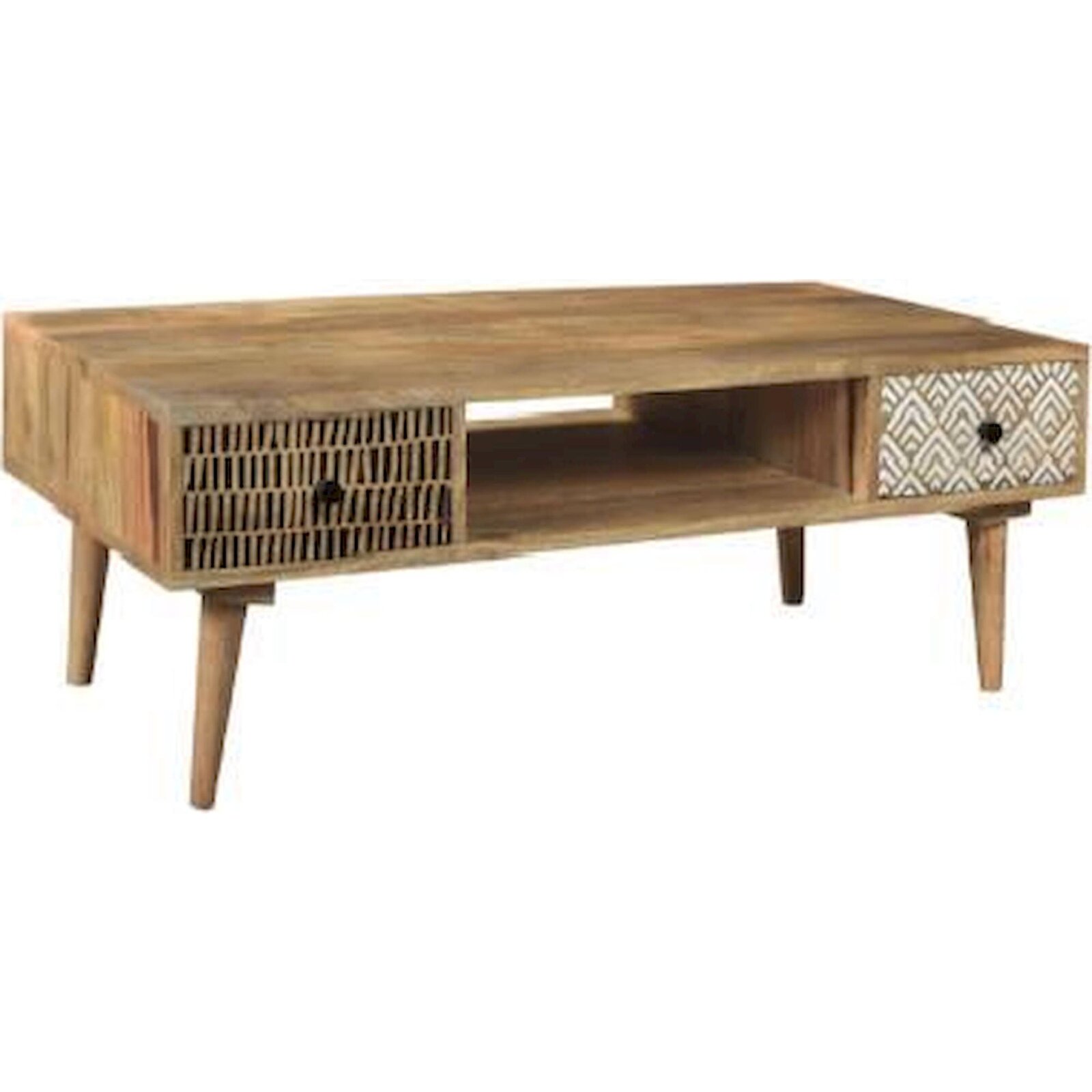 Table Basse Bois Naturel Éco-design Pour Salon - Blanc Naturel Manguier